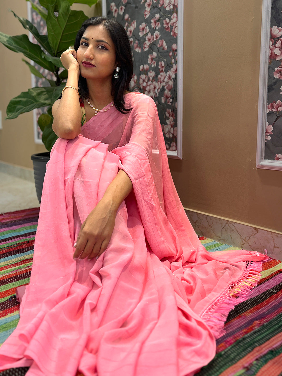 Solid Chiffon Saree