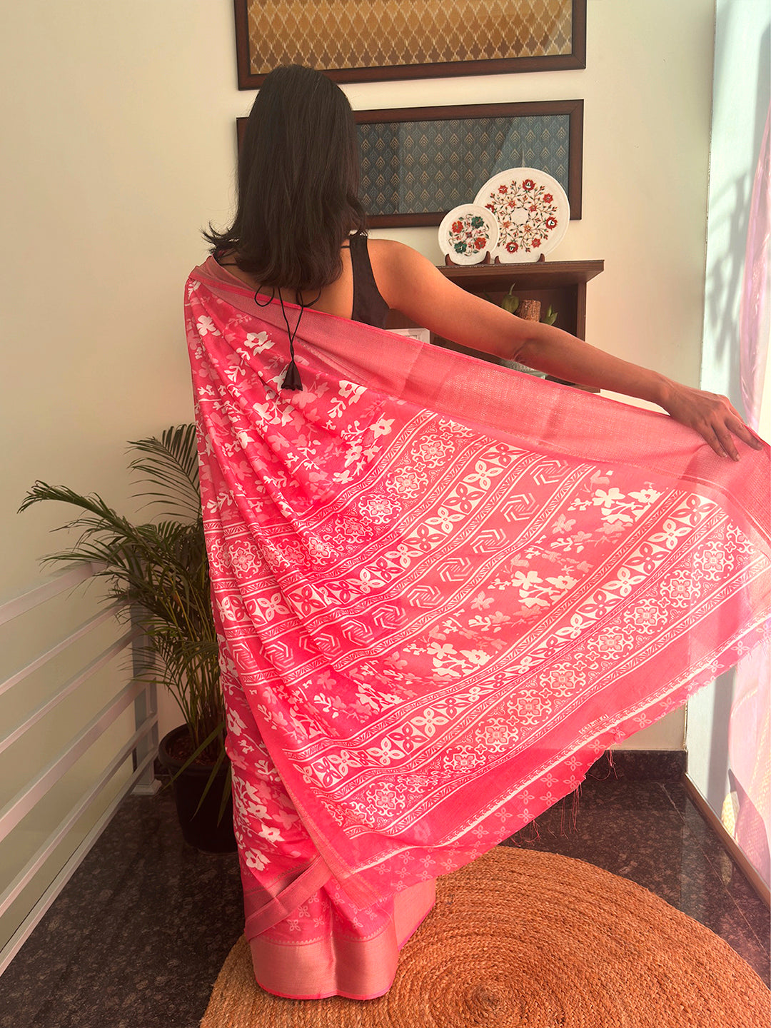 Floral Cotton Blend Saree