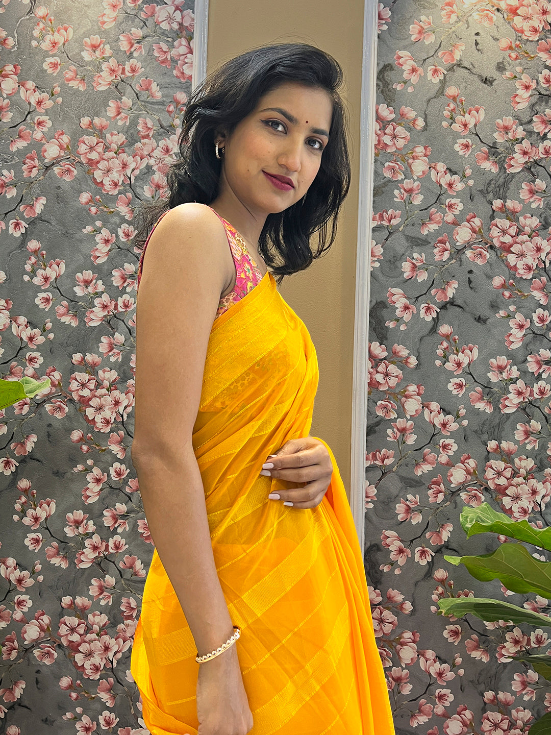 Solid Georgette Saree