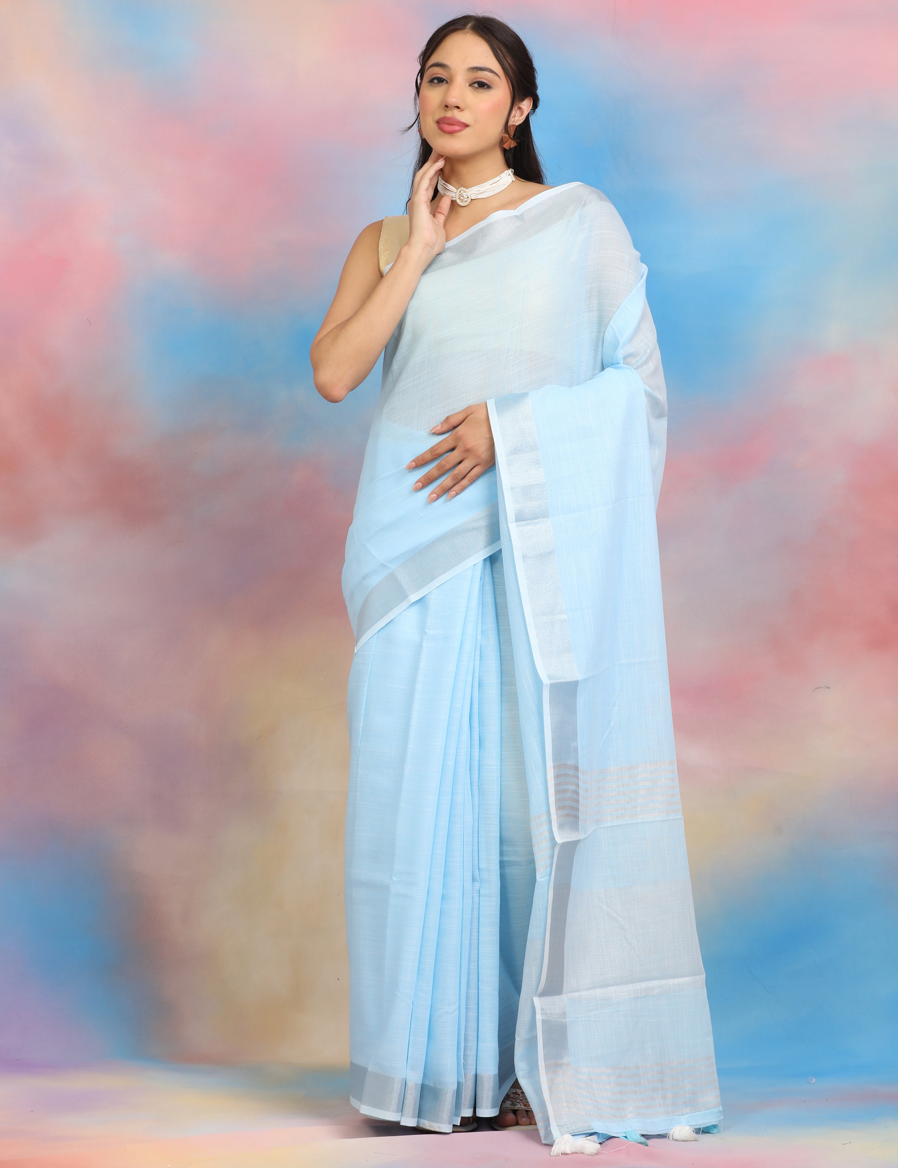 Solid Linen Saree