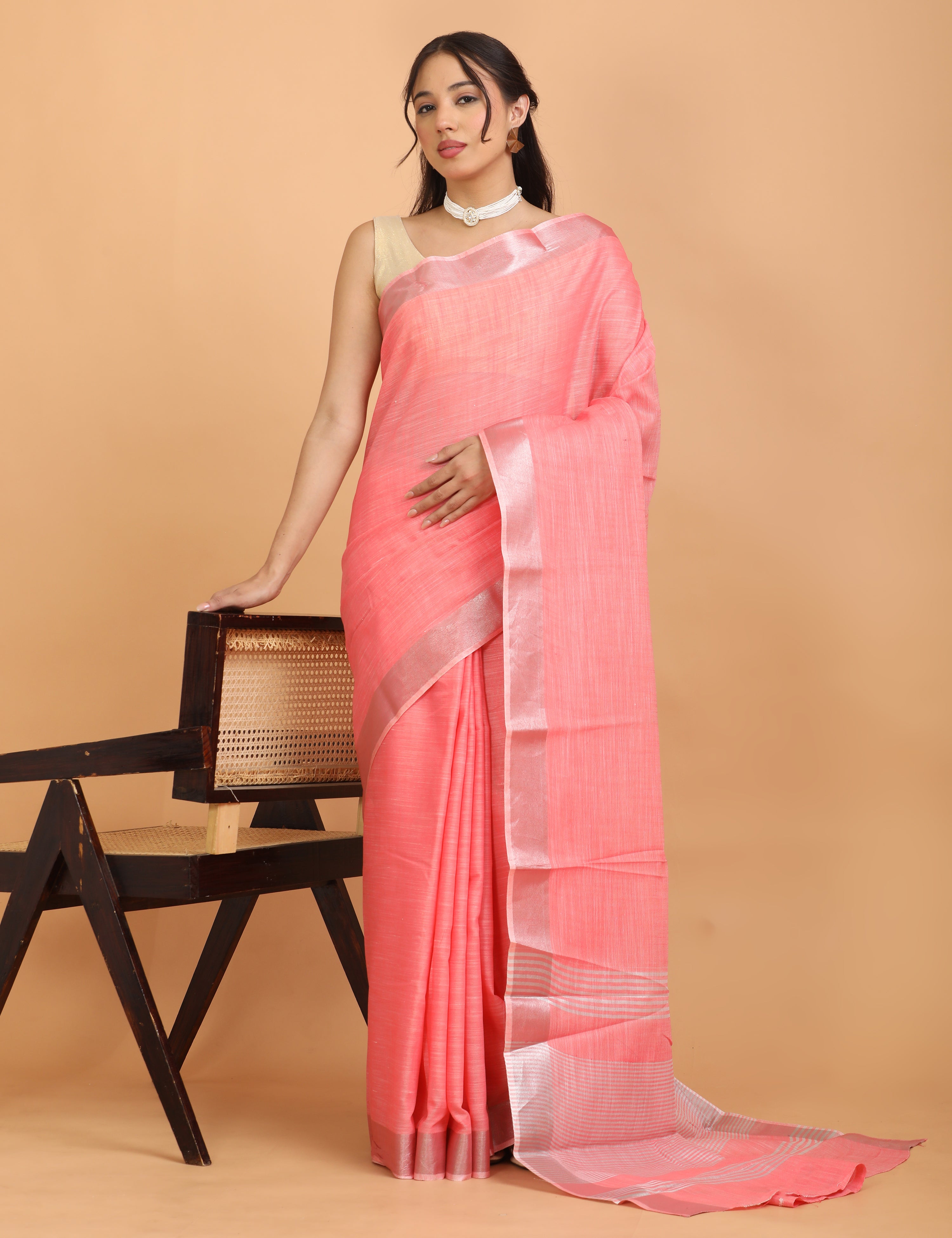 Solid Linen Saree