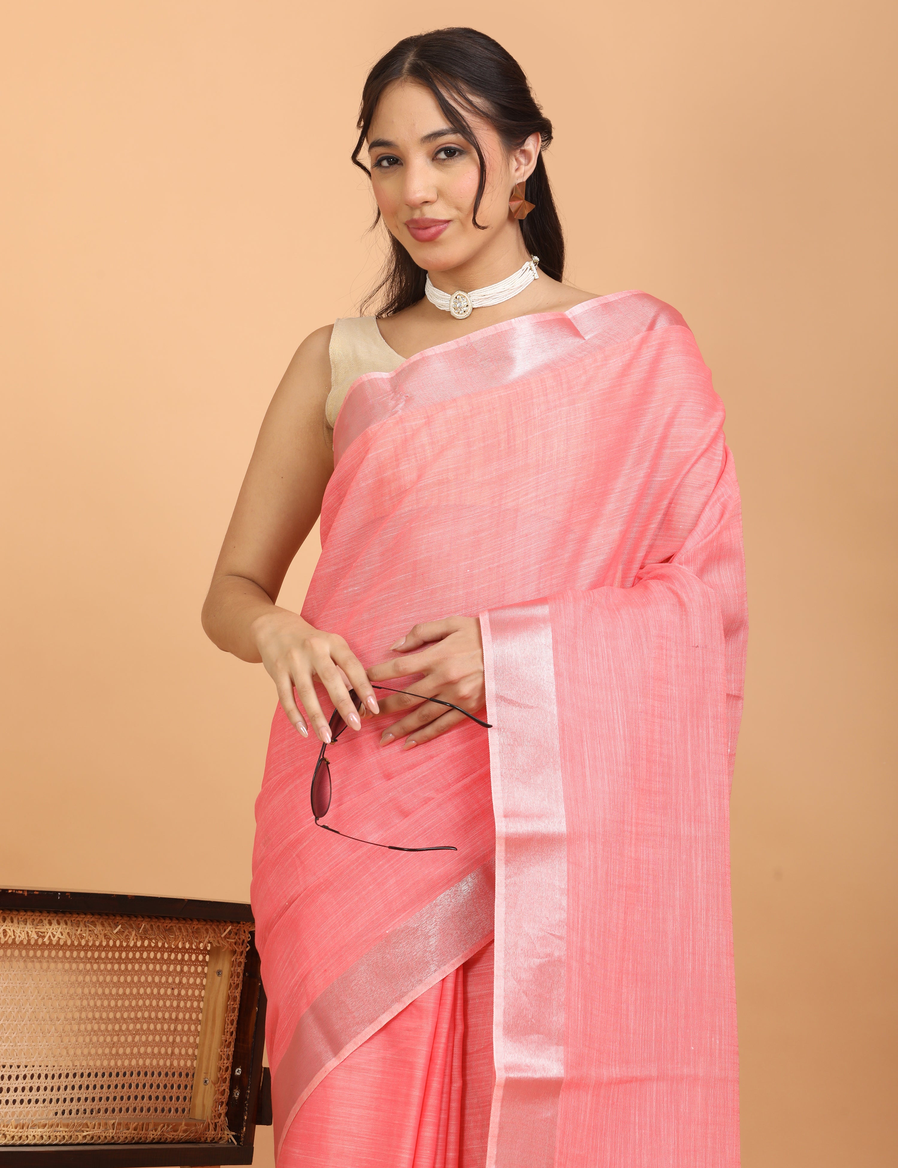 Solid Linen Saree