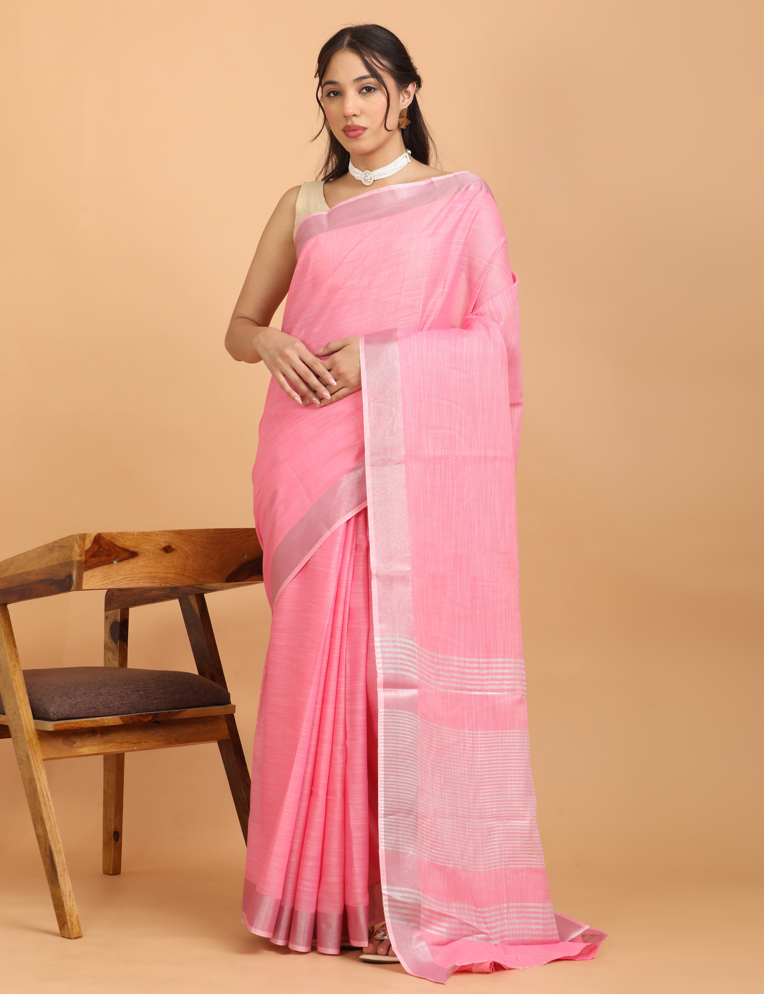 Solid Linen Saree