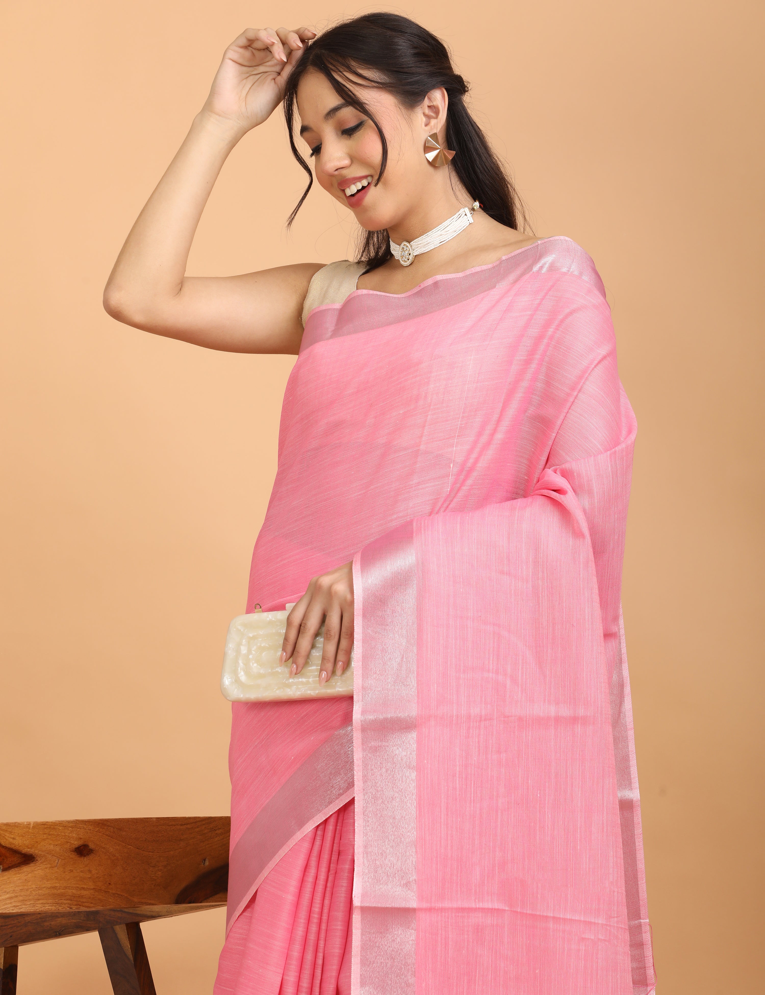 Solid Linen Saree