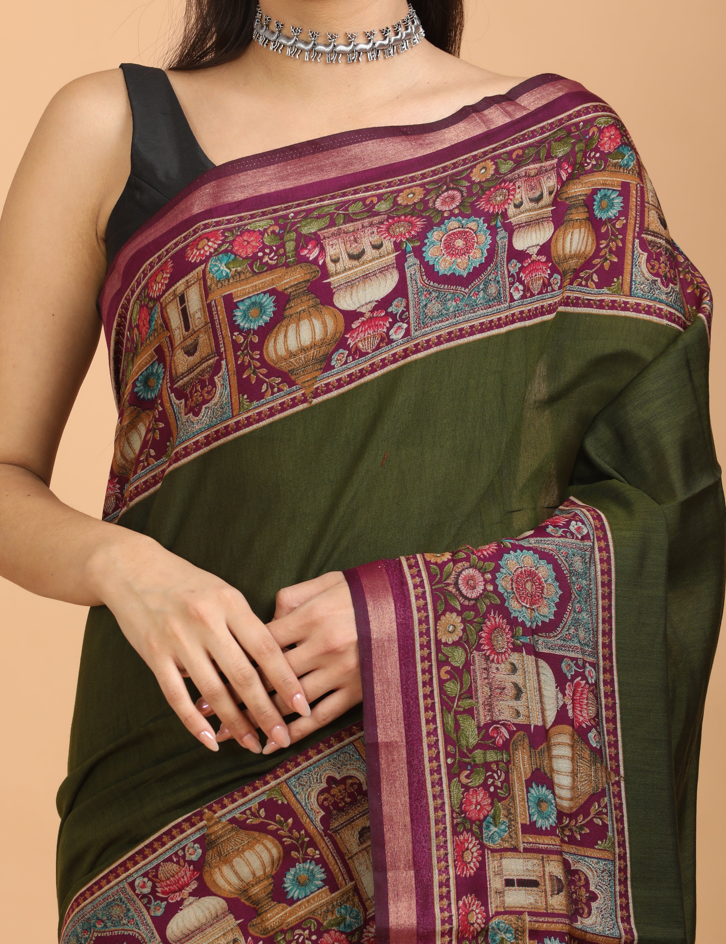 Solid Viscose Cotton Saree