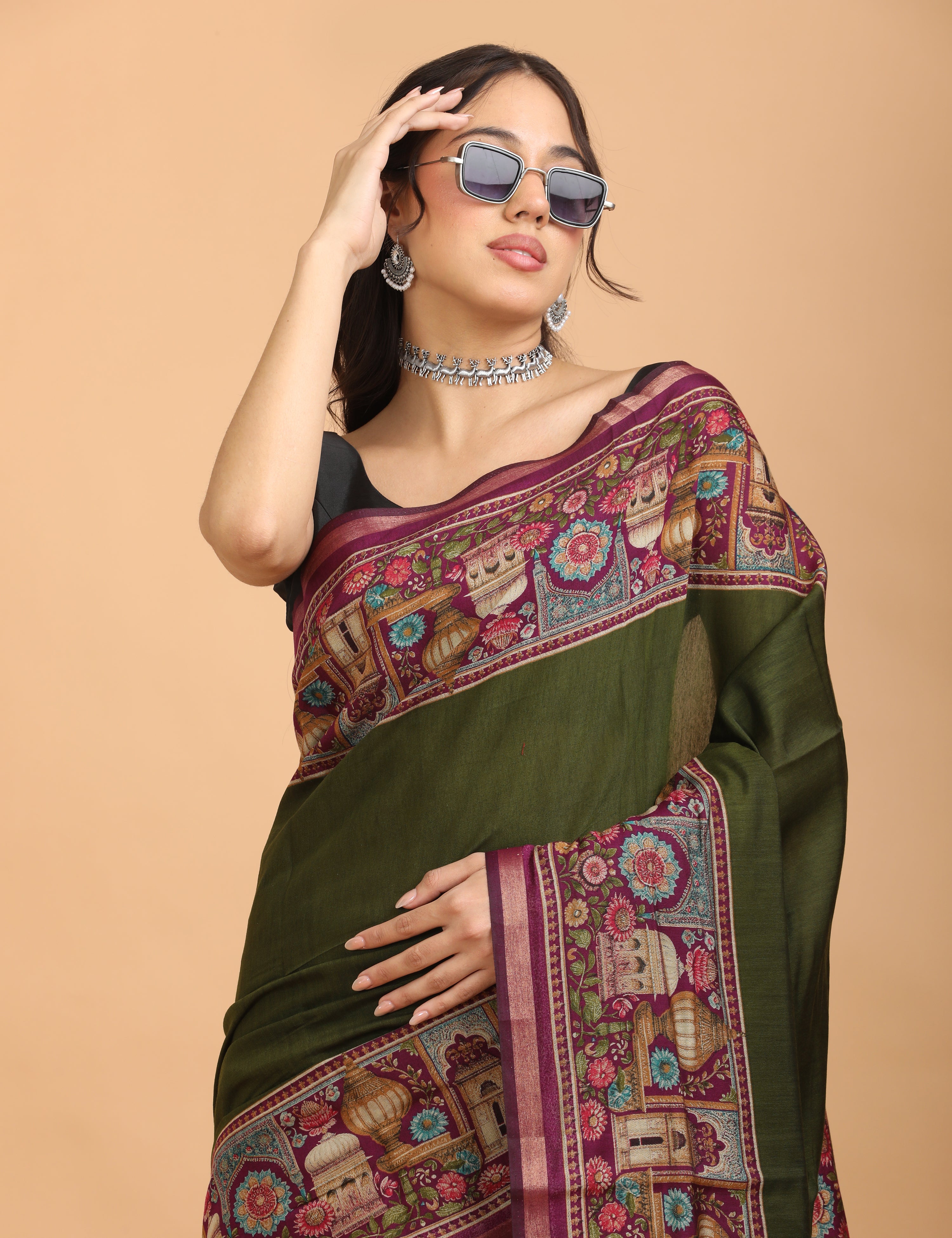 Solid Viscose Cotton Saree