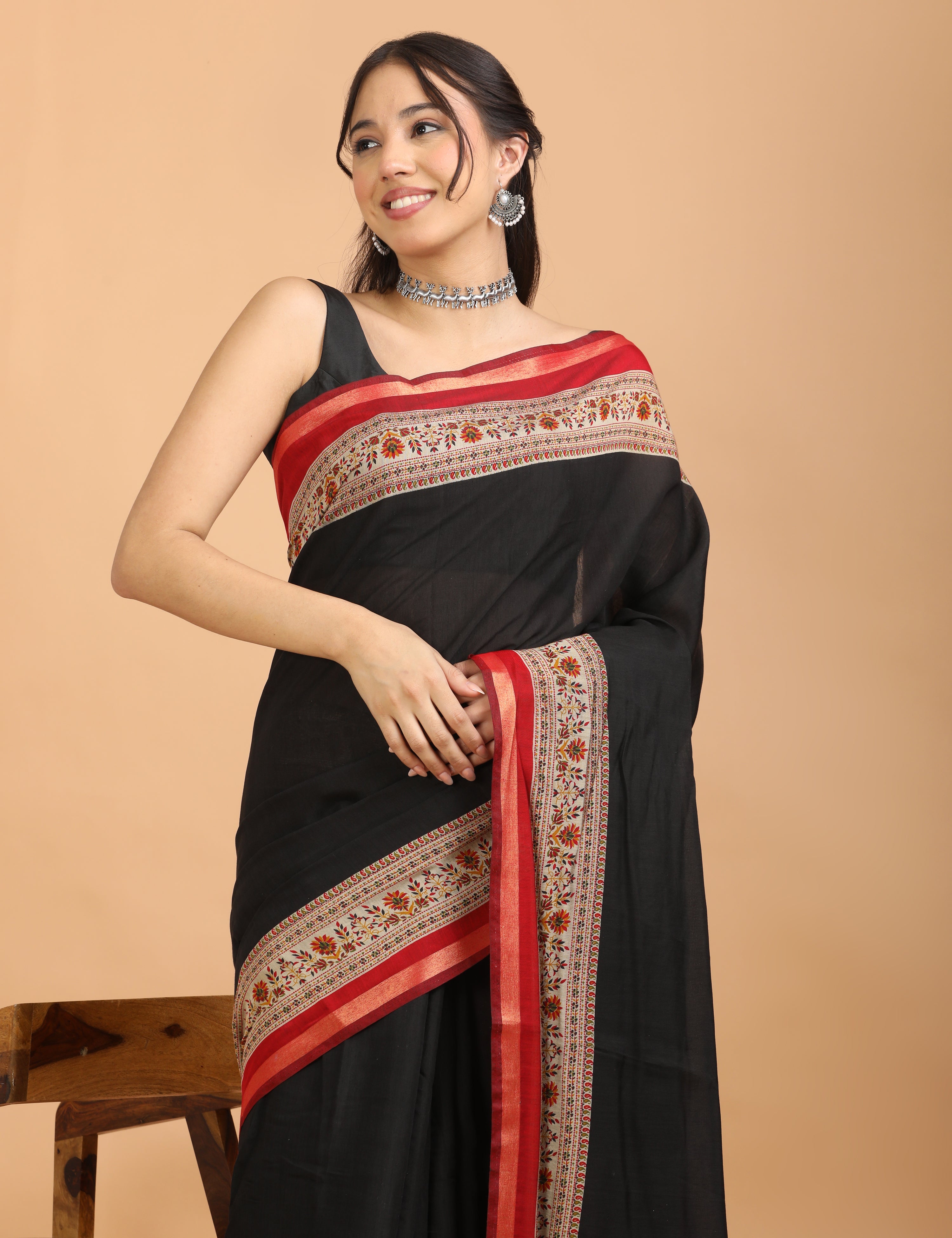 Solid Viscose Cotton Saree