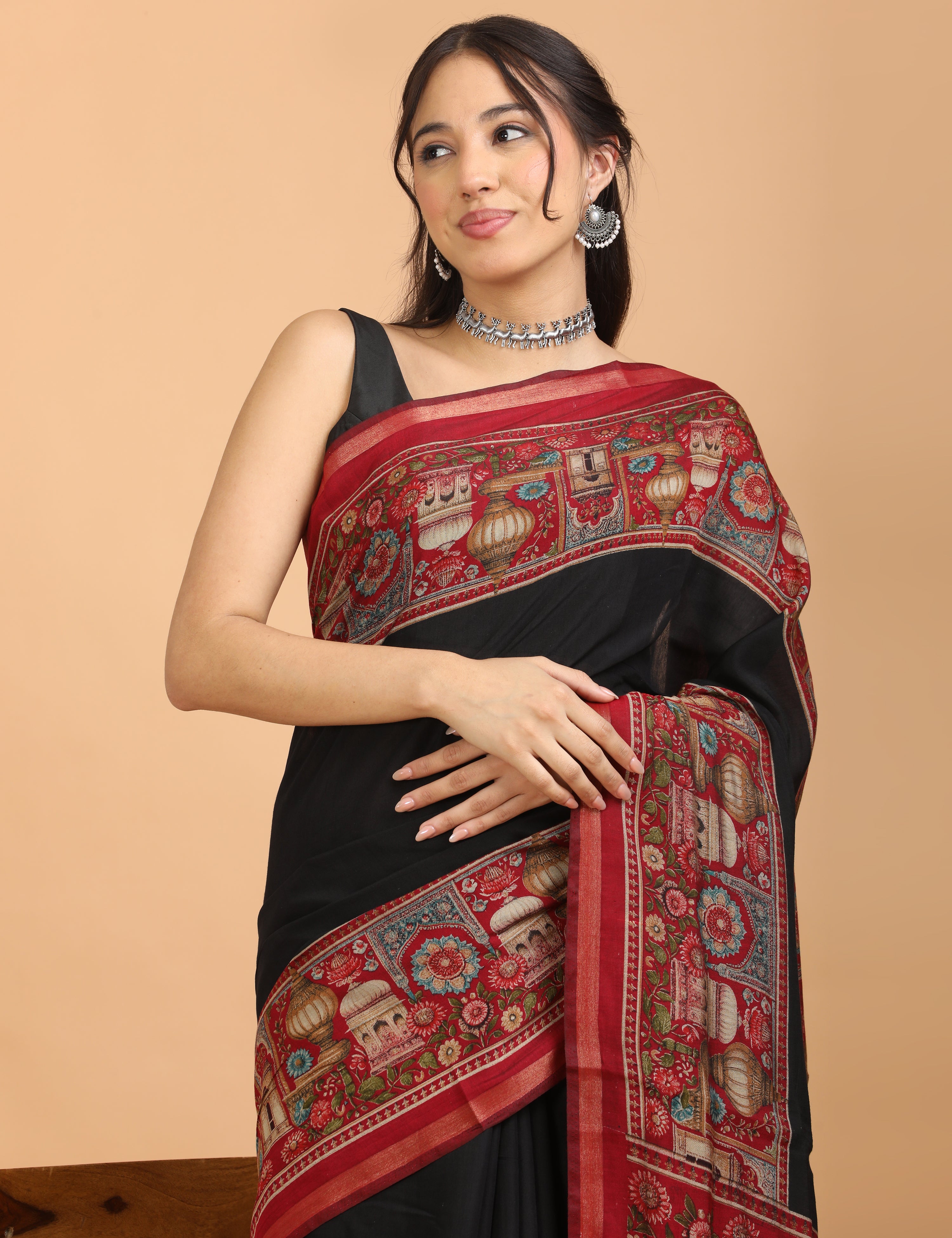 Solid Viscose Cotton Saree