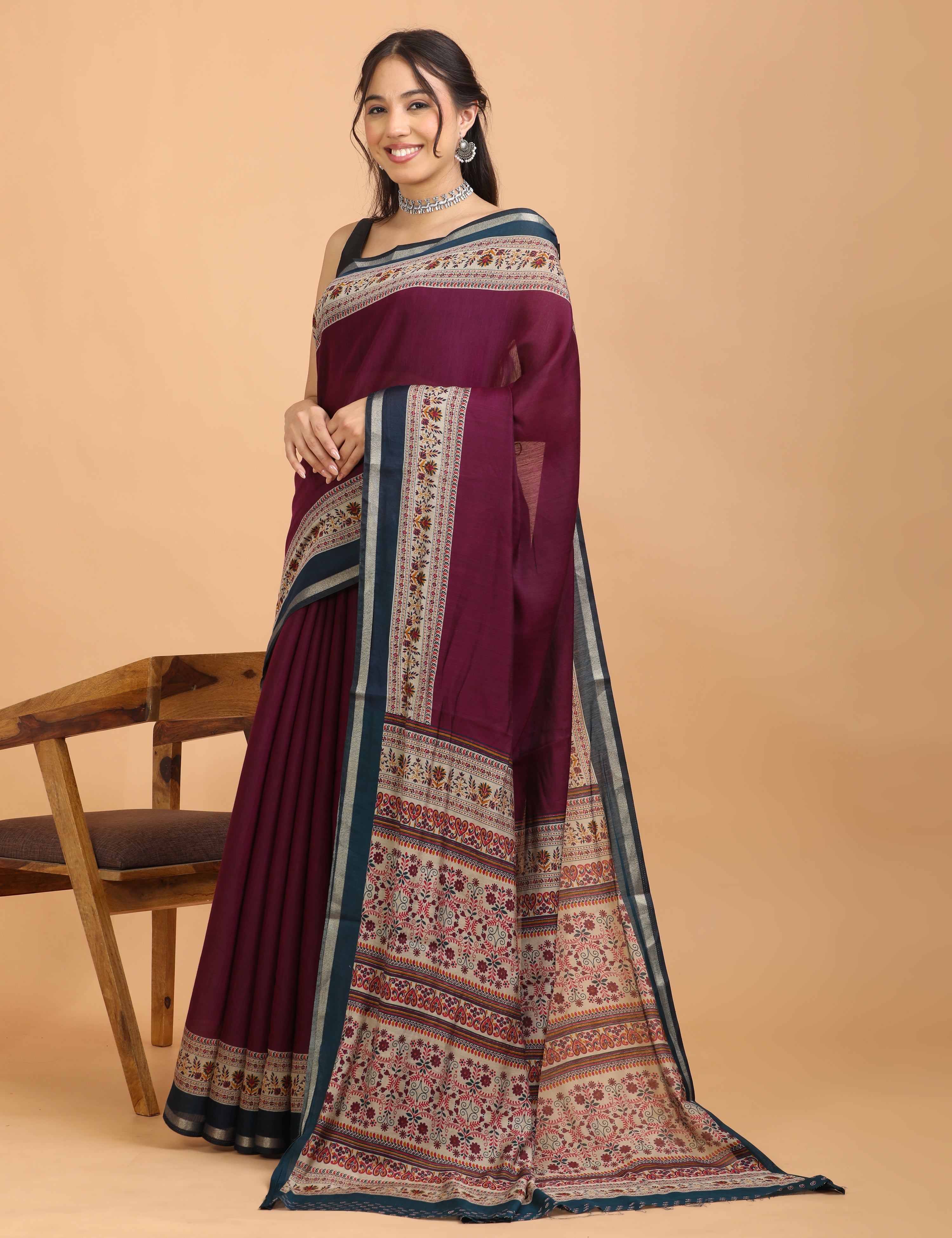 Solid Viscose Cotton Saree