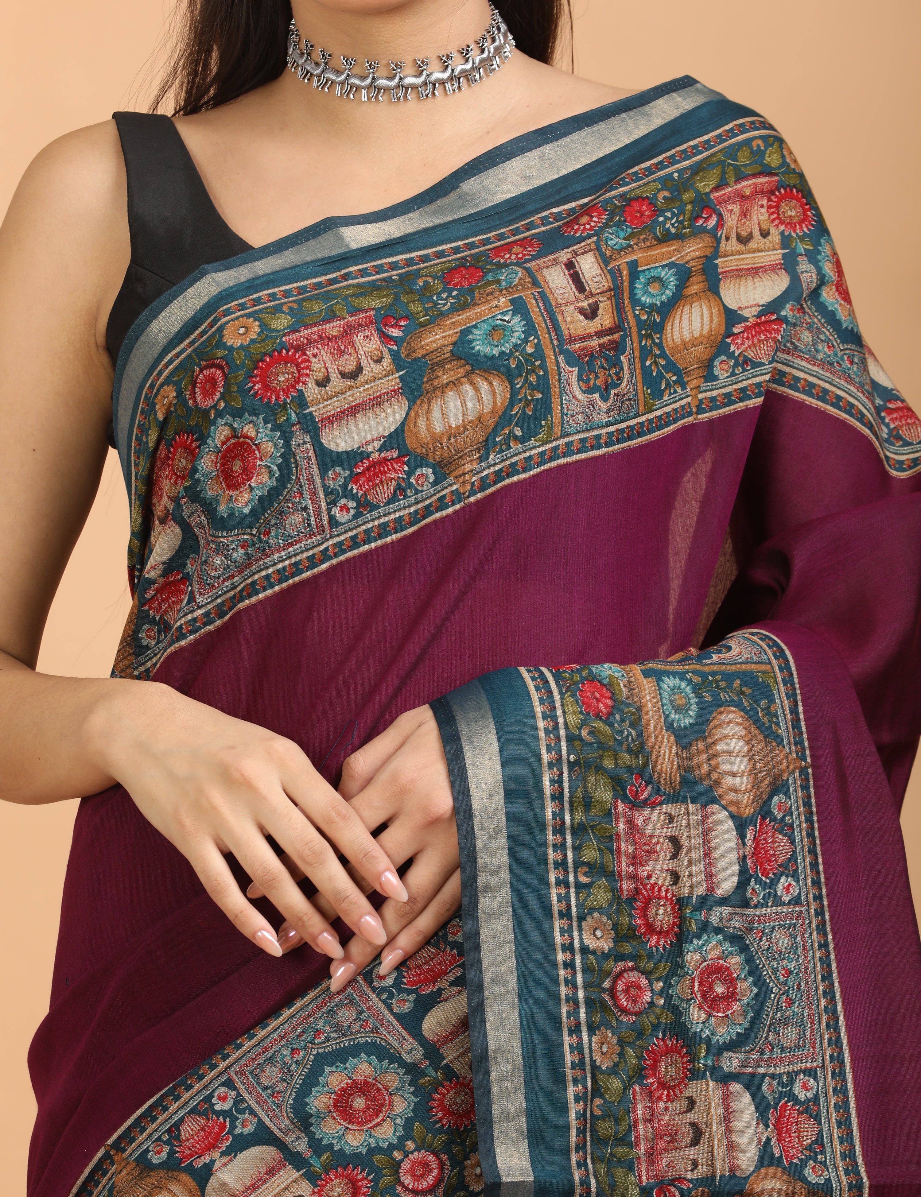 Solid Viscose Cotton Saree