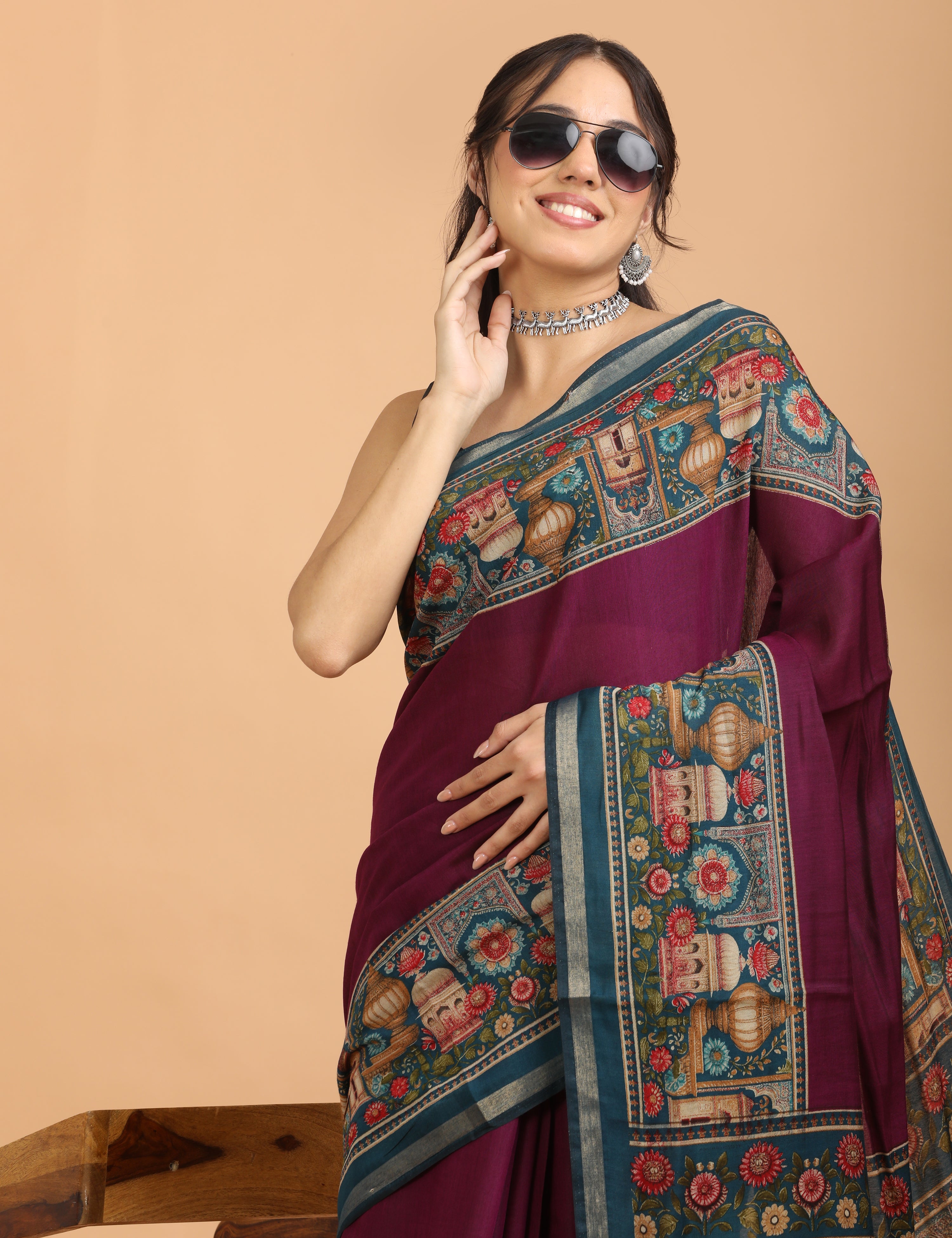 Solid Viscose Cotton Saree