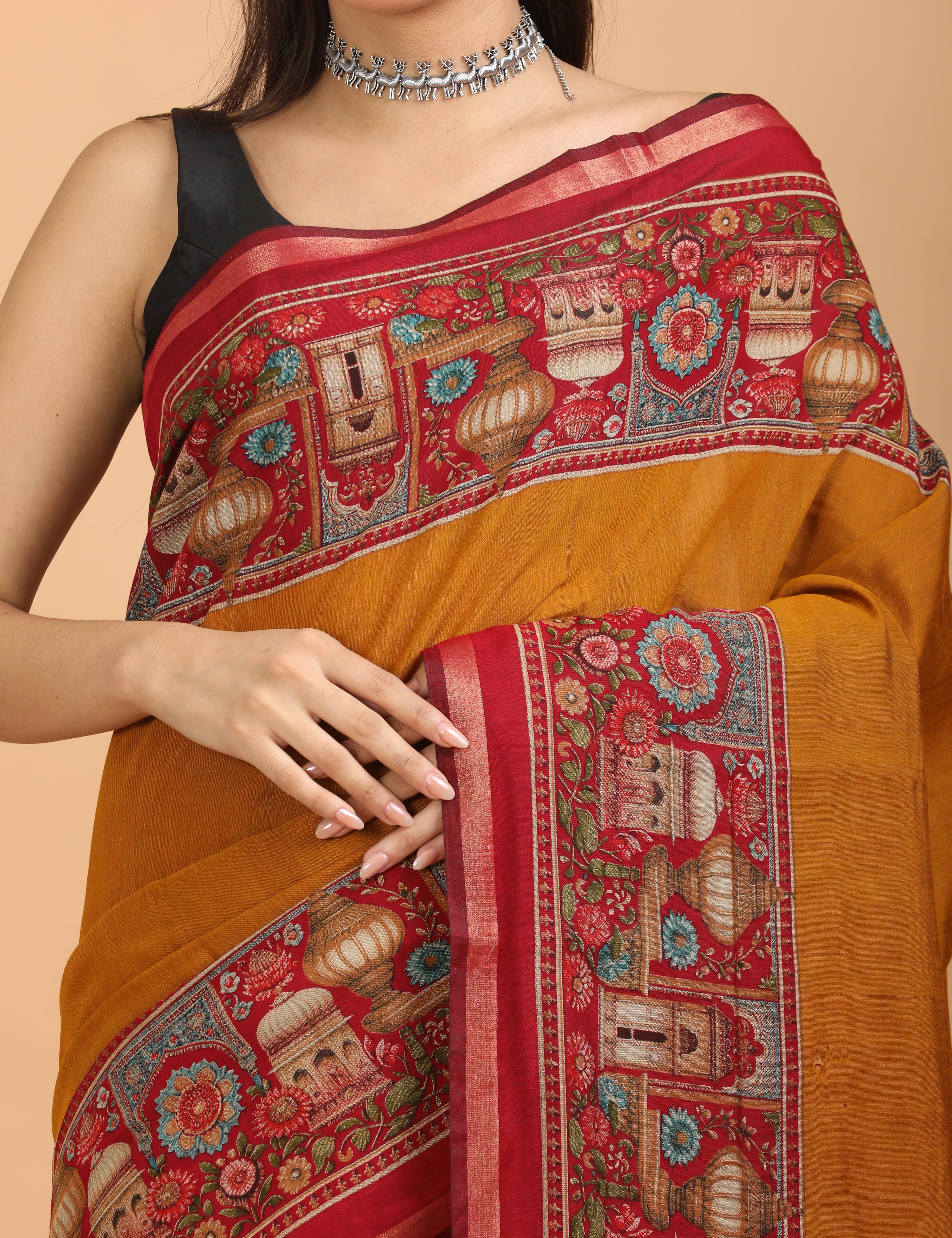 Solid Viscose Cotton Saree