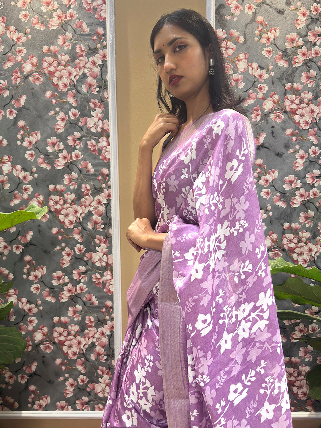Floral Cotton Blend Saree