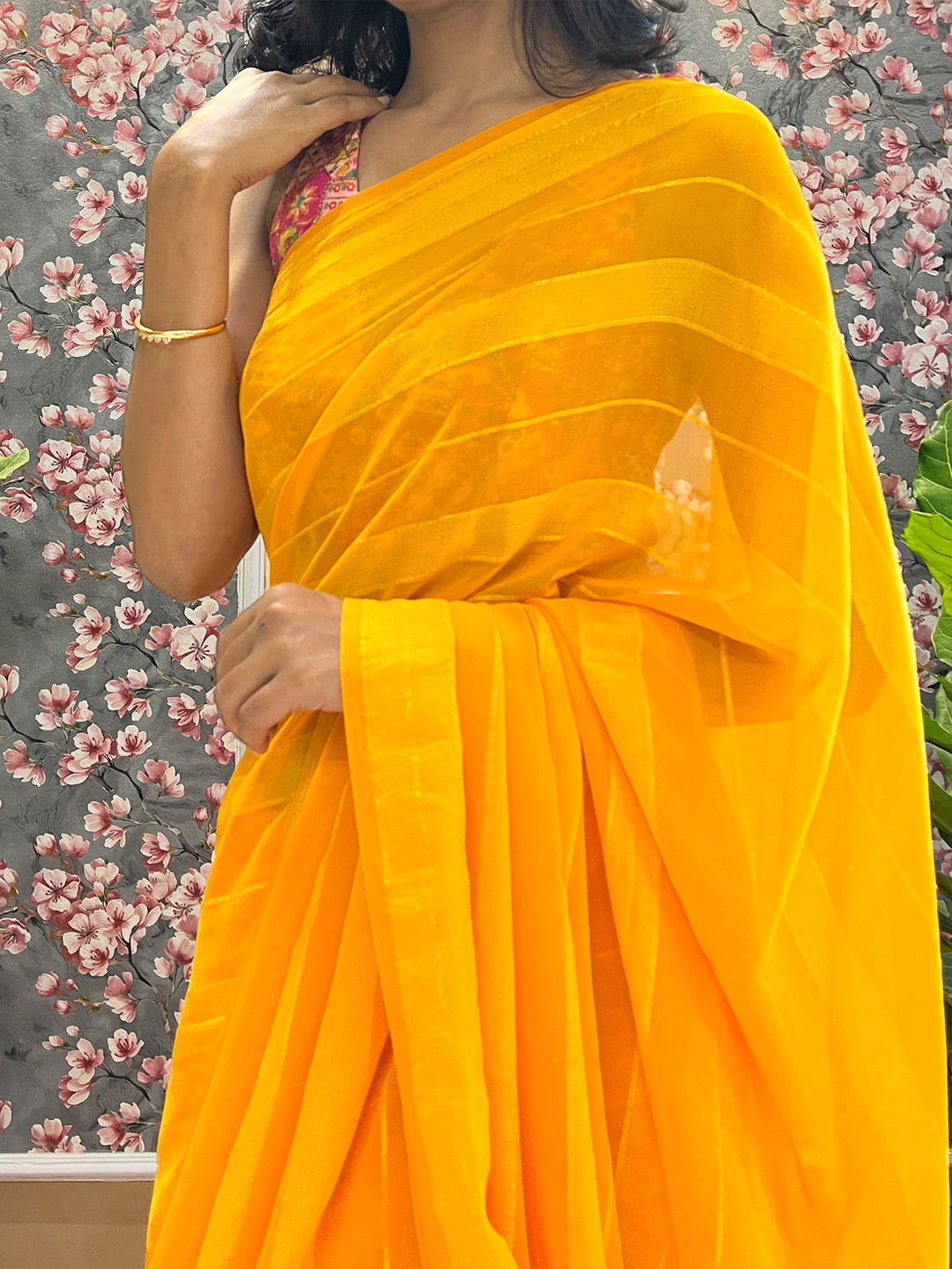 Solid Georgette Saree