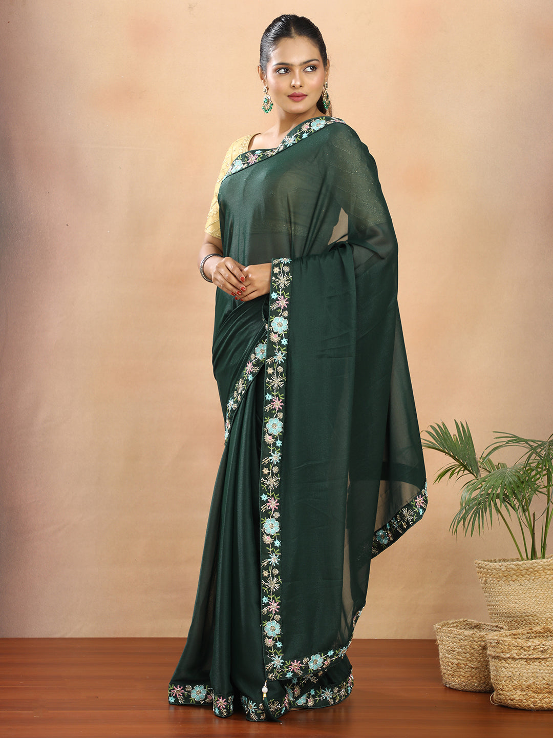 Tissue Georgette Crepe Silk Saree