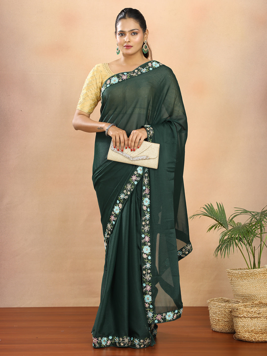 Tissue Georgette Crepe Silk Saree