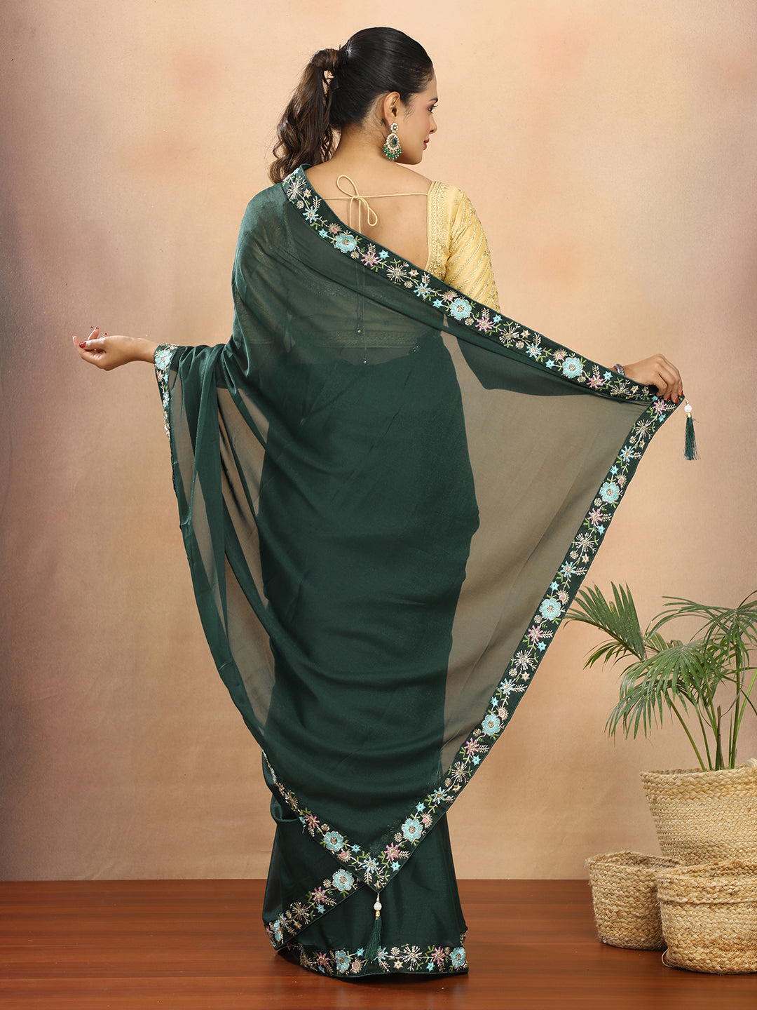 Tissue Georgette Crepe Silk Saree