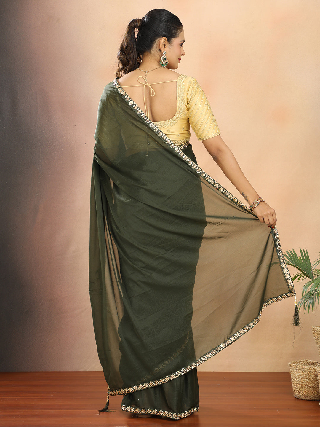 Tissue Georgette Crepe Silk Saree