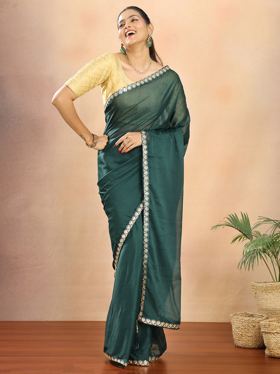 Tissue Georgette Crepe Silk Saree