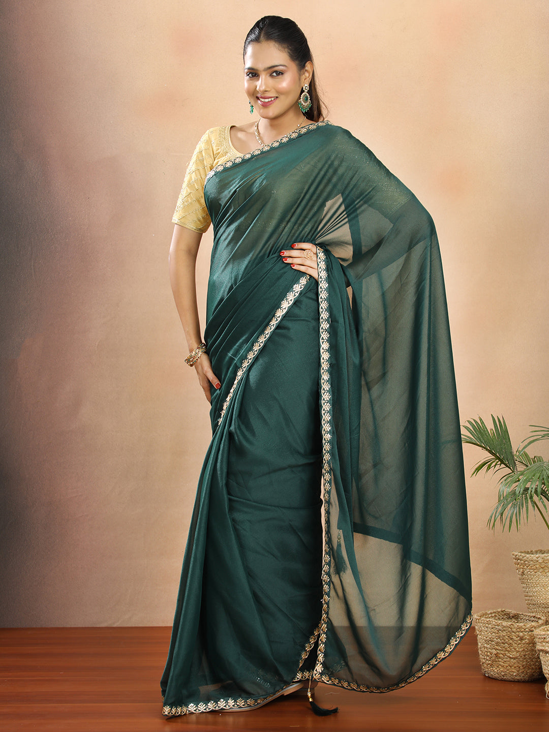Tissue Georgette Crepe Silk Saree