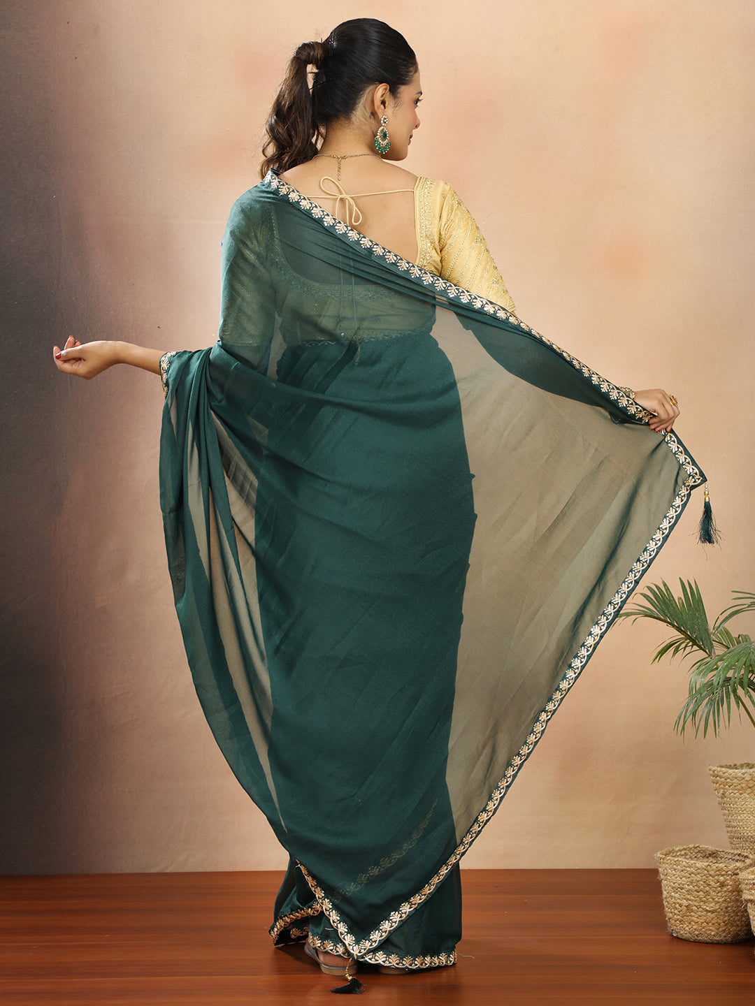 Tissue Georgette Crepe Silk Saree