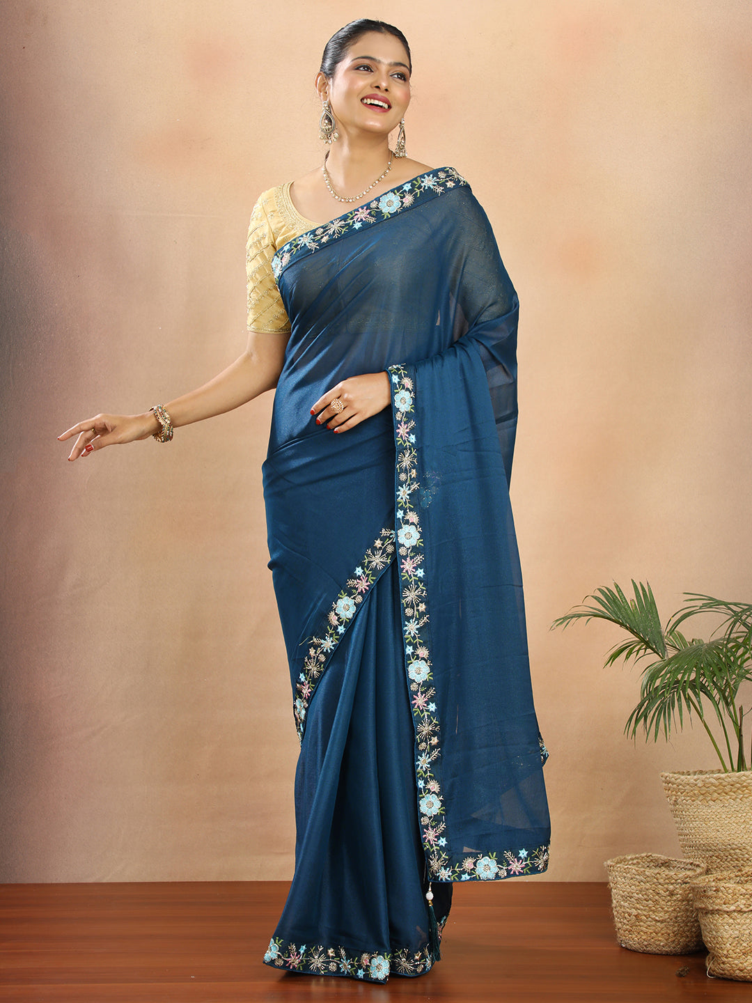 Tissue Georgette Crepe Silk Saree