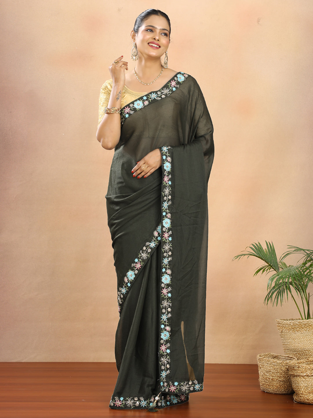 Tissue Georgette Crepe Silk Saree