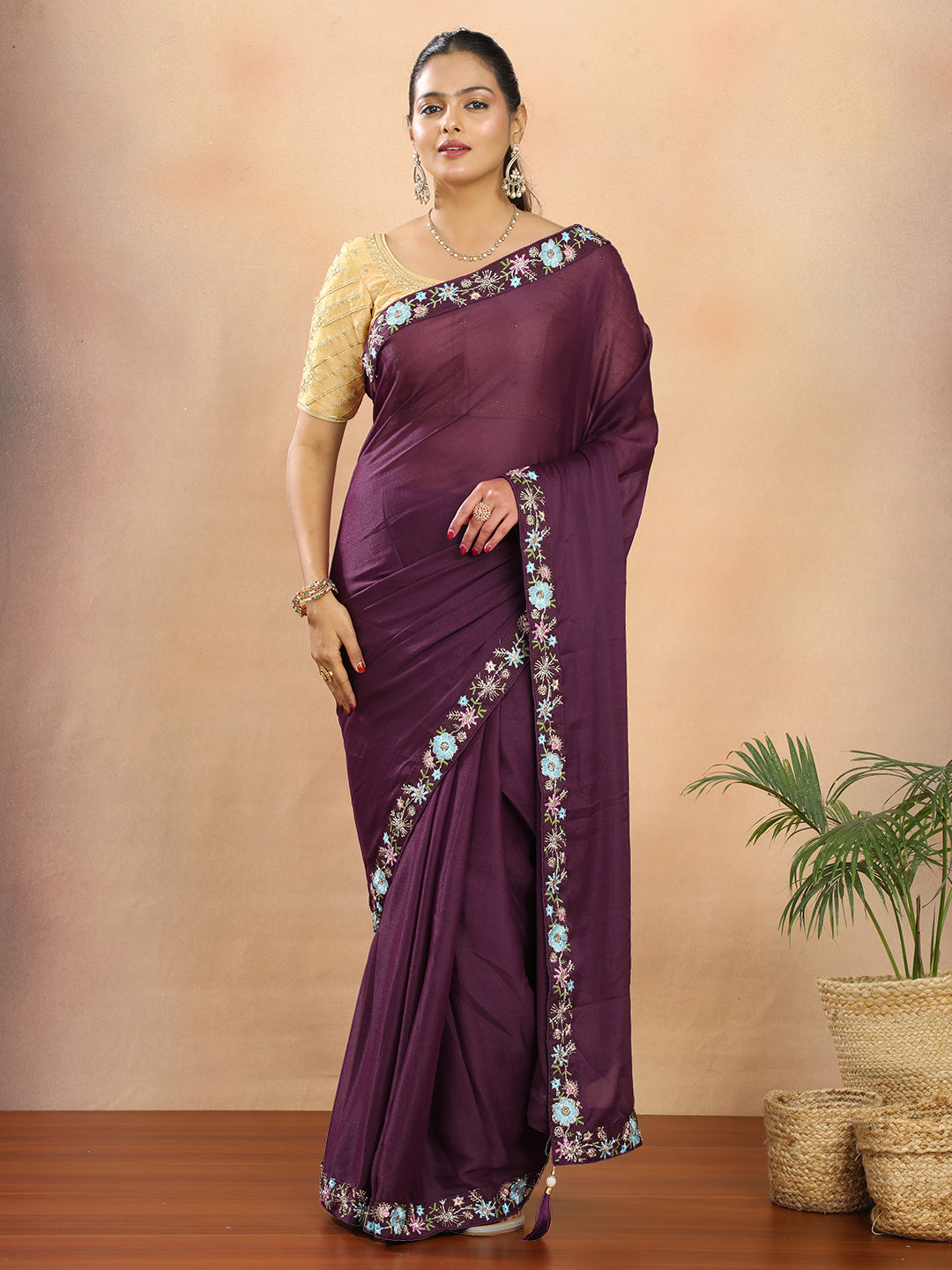 Tissue Georgette Crepe Silk Saree