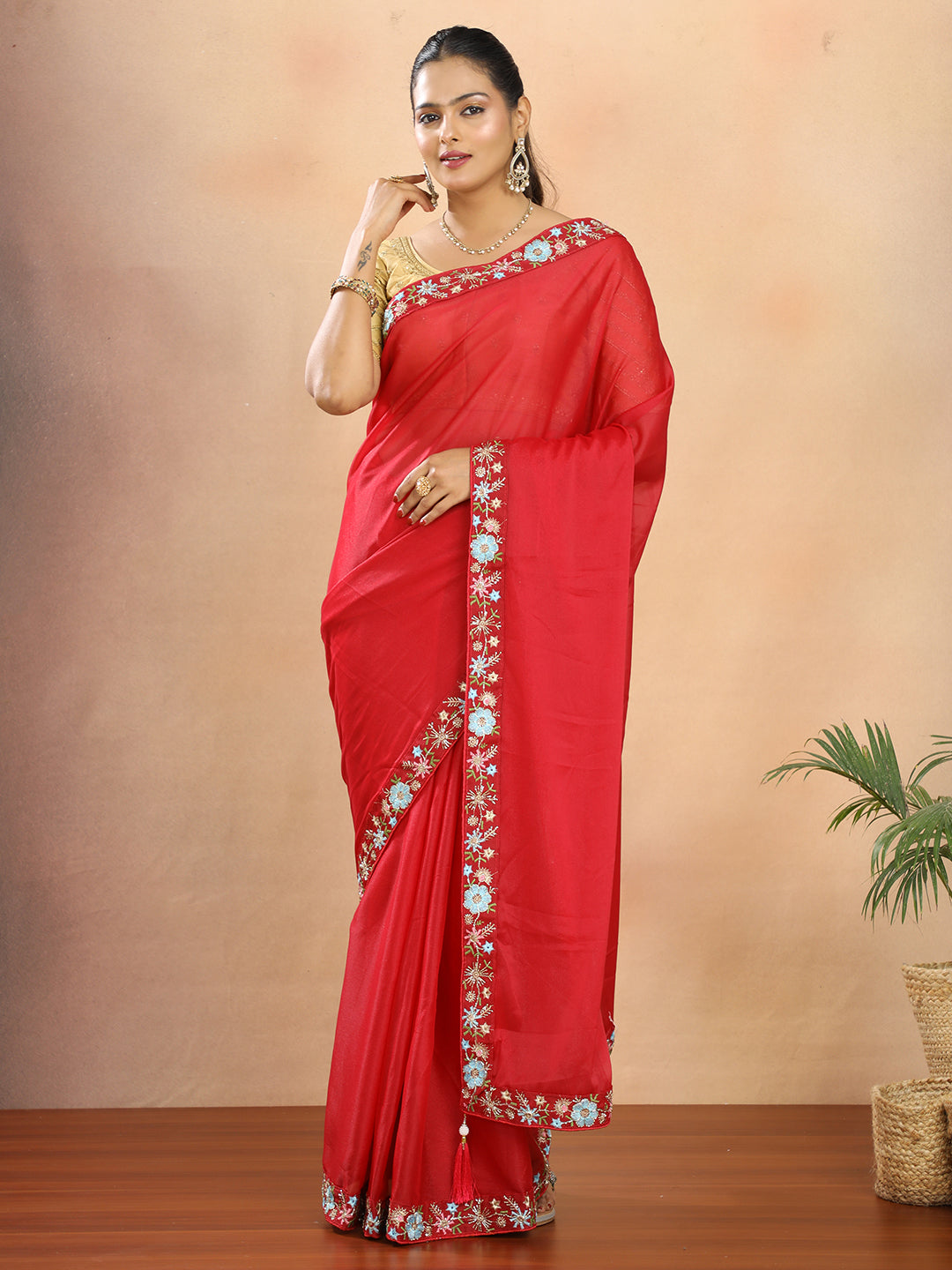 Tissue Georgette Crepe Silk Saree