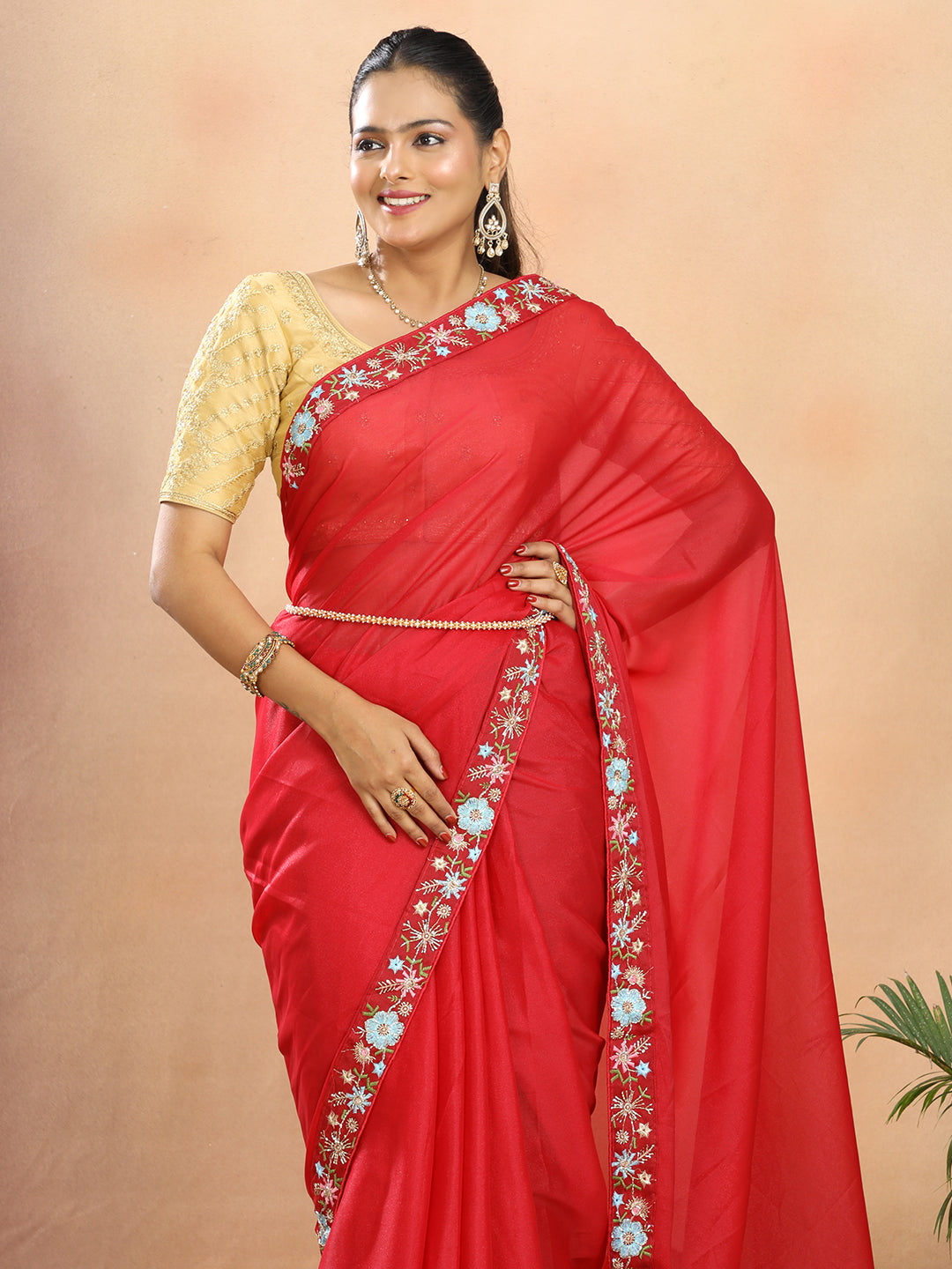 Tissue Georgette Crepe Silk Saree