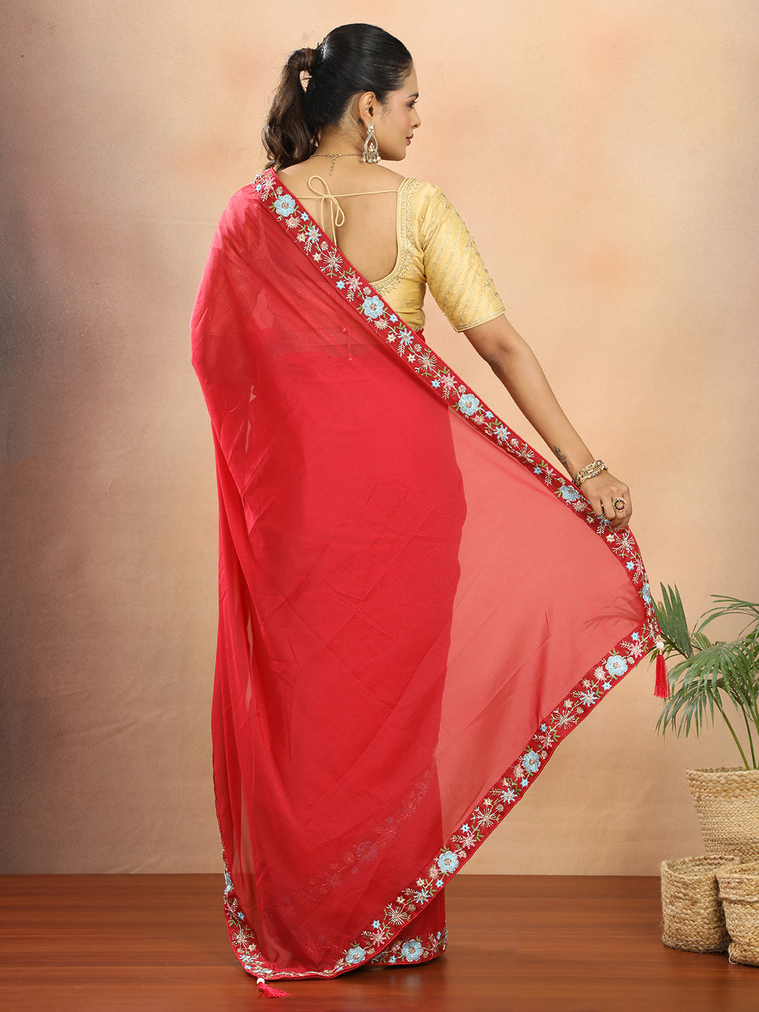 Tissue Georgette Crepe Silk Saree