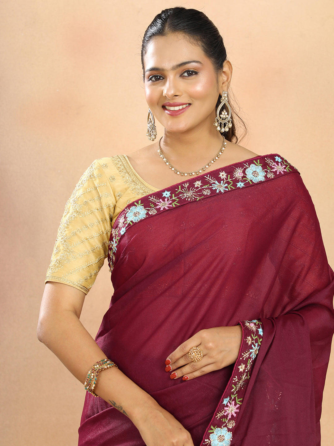 Tissue Georgette Crepe Silk Saree