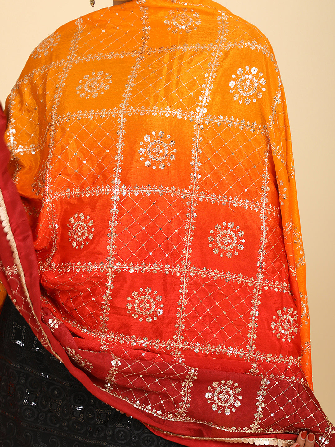 Embroidered Chinon Silk Dupatta