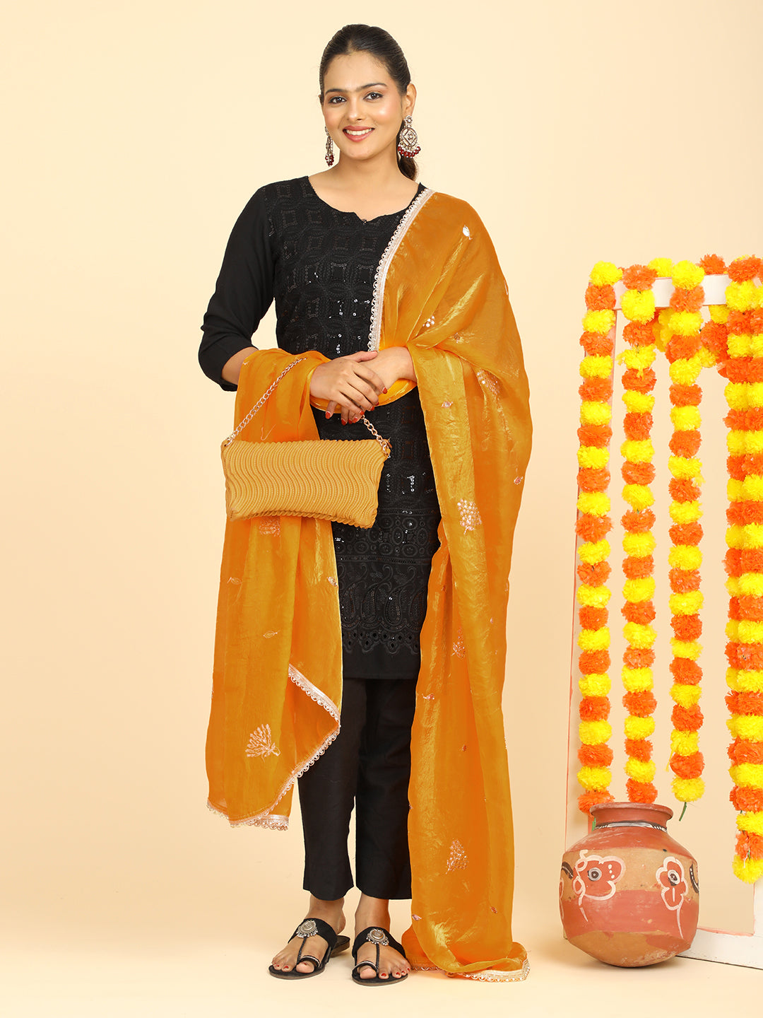 Embroidered Glass Tissue Dupatta