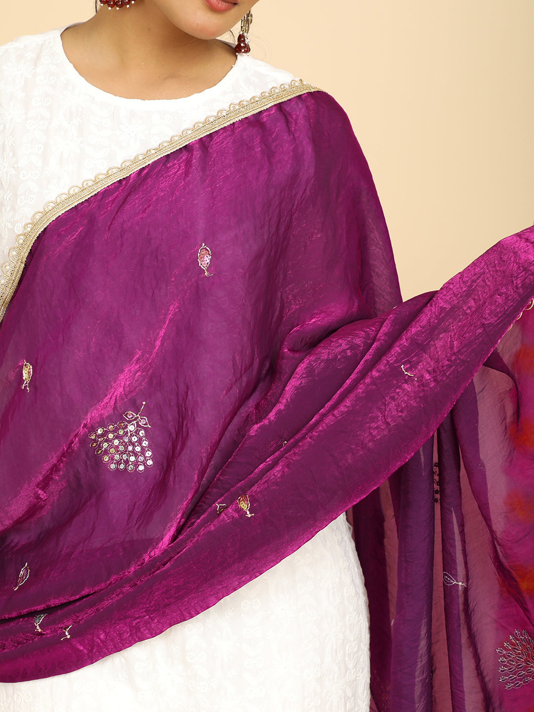 Embroidered Glass Tissue Dupatta
