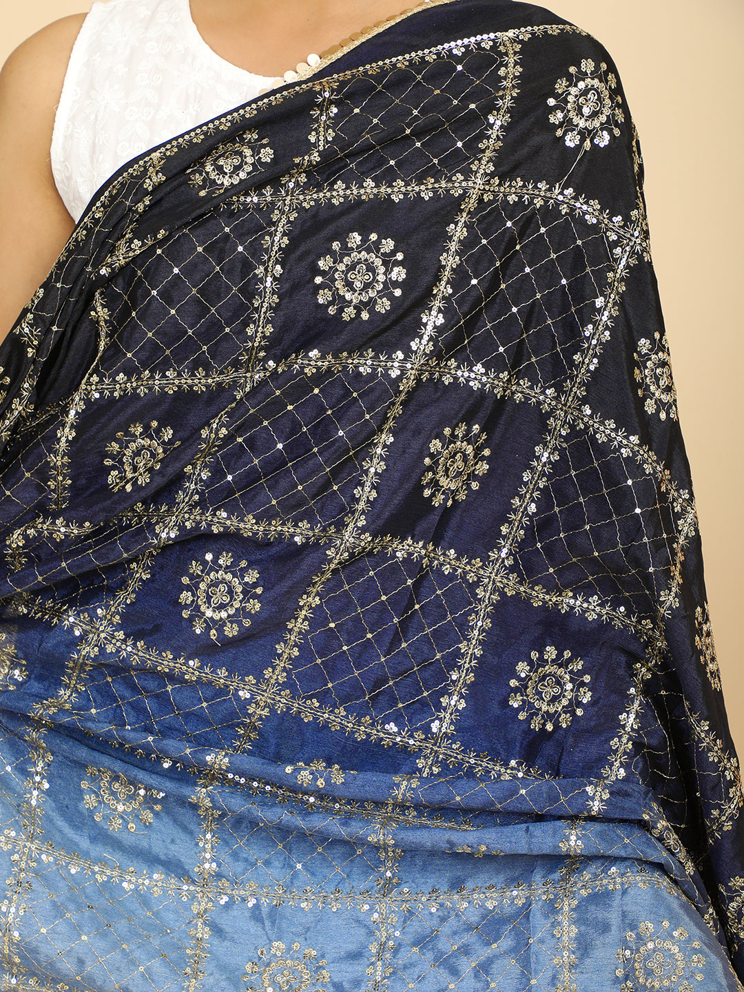 Embroidered Chinon Silk Dupatta