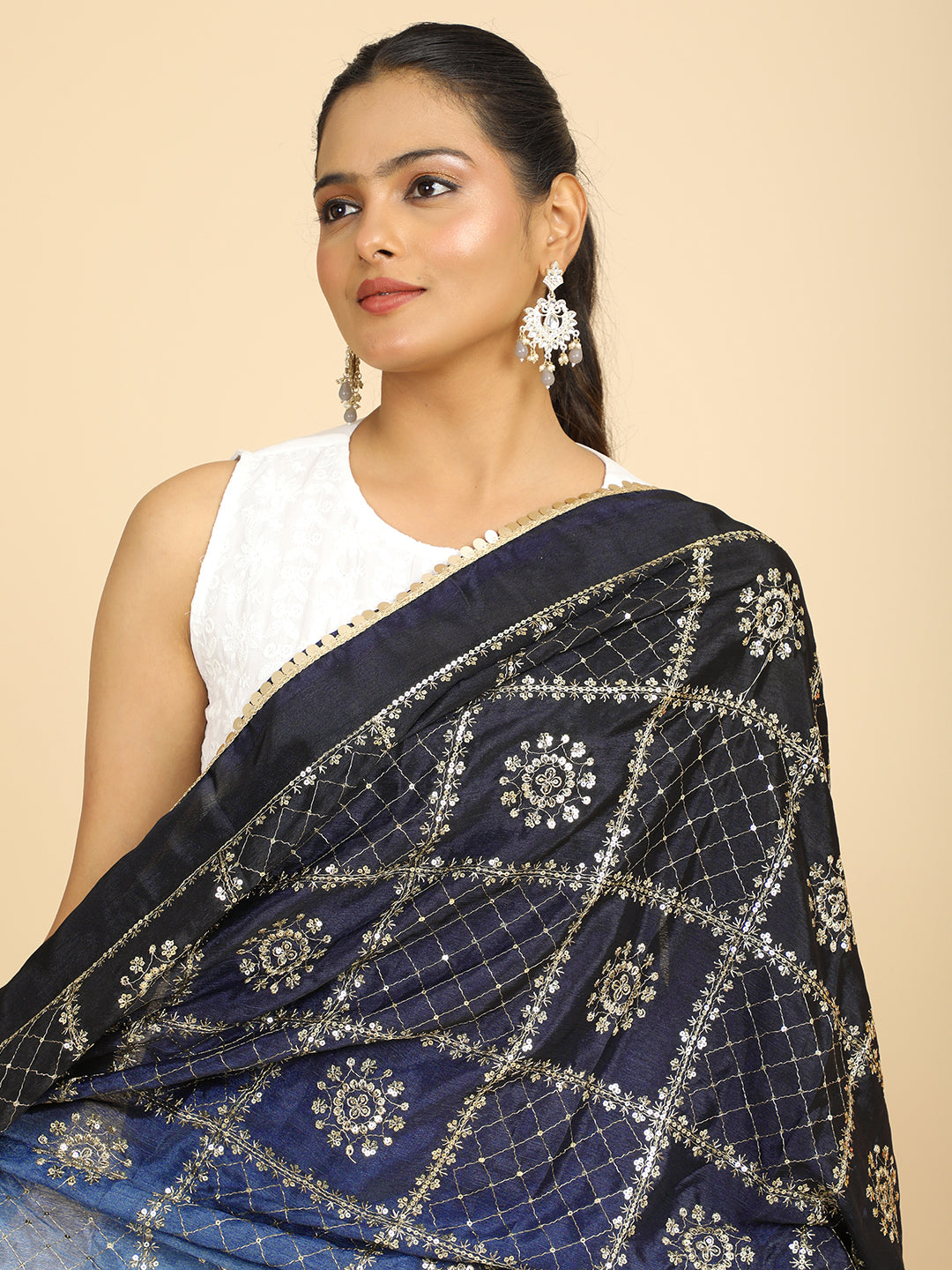 Embroidered Chinon Silk Dupatta