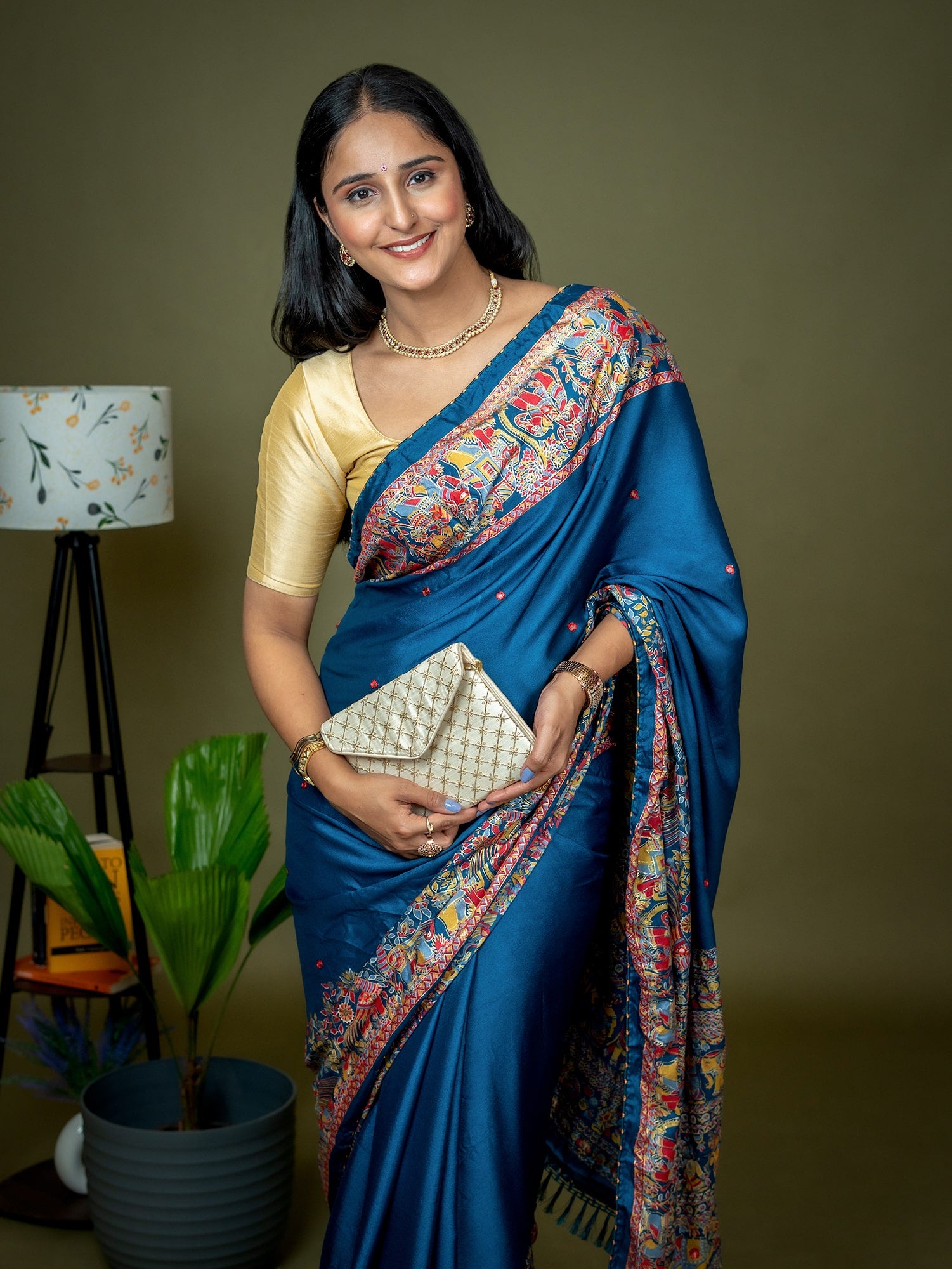 Teal Kutch Print Saree