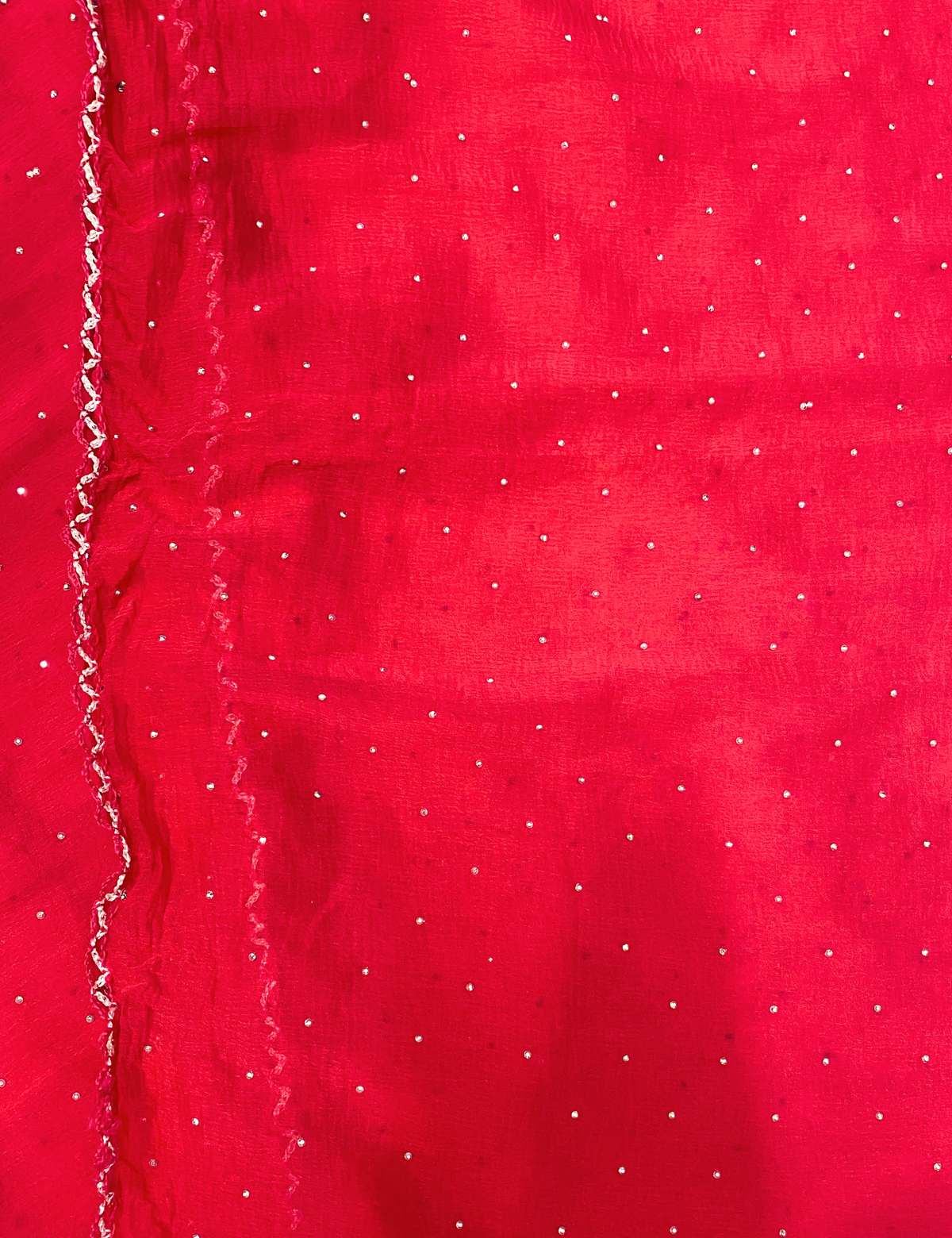 Fuchsia Chiffon Dupatta with Ditsy Swarovski work