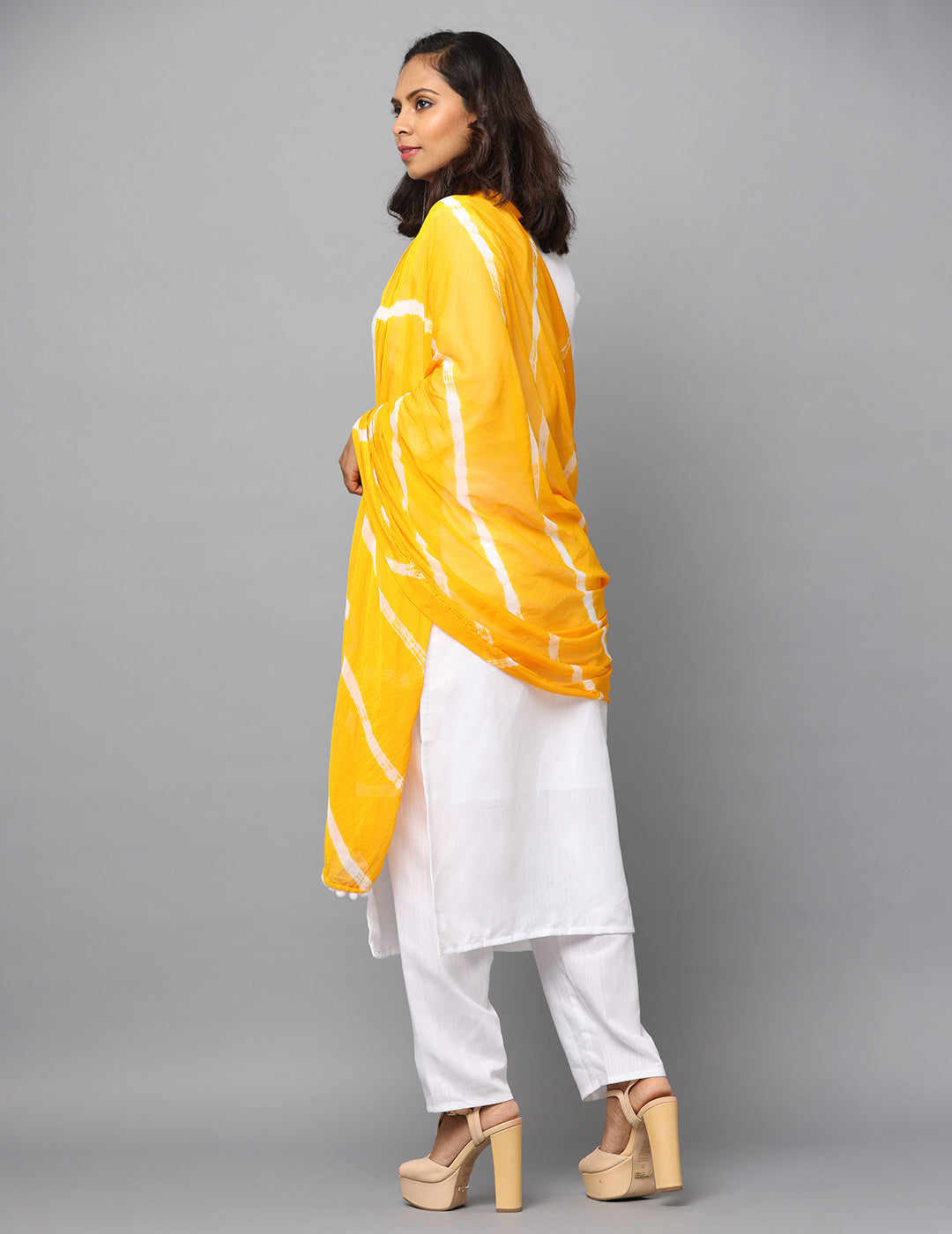 Striped Bandhini Chiffon Dupatta