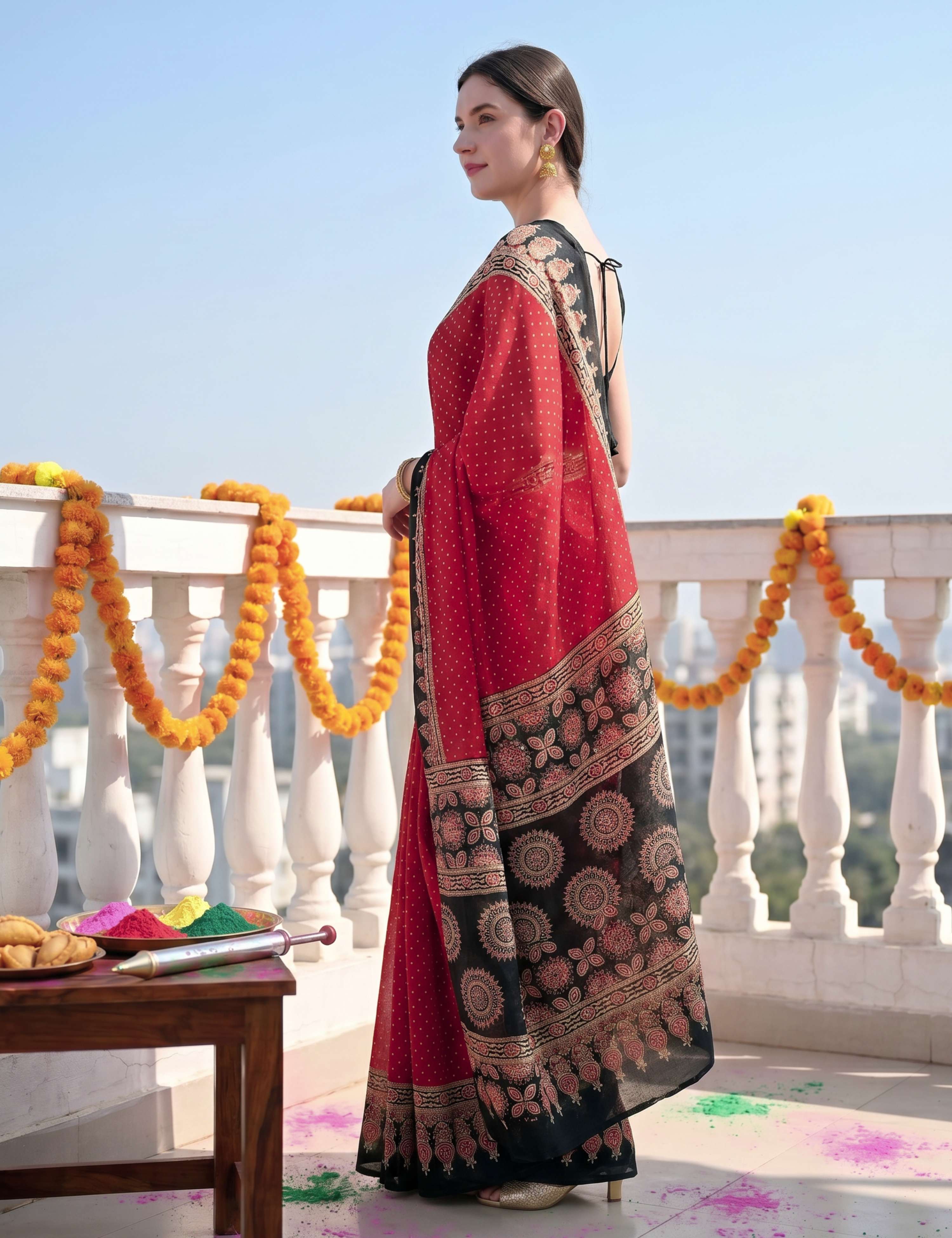 Ajrakh Crepe Saree