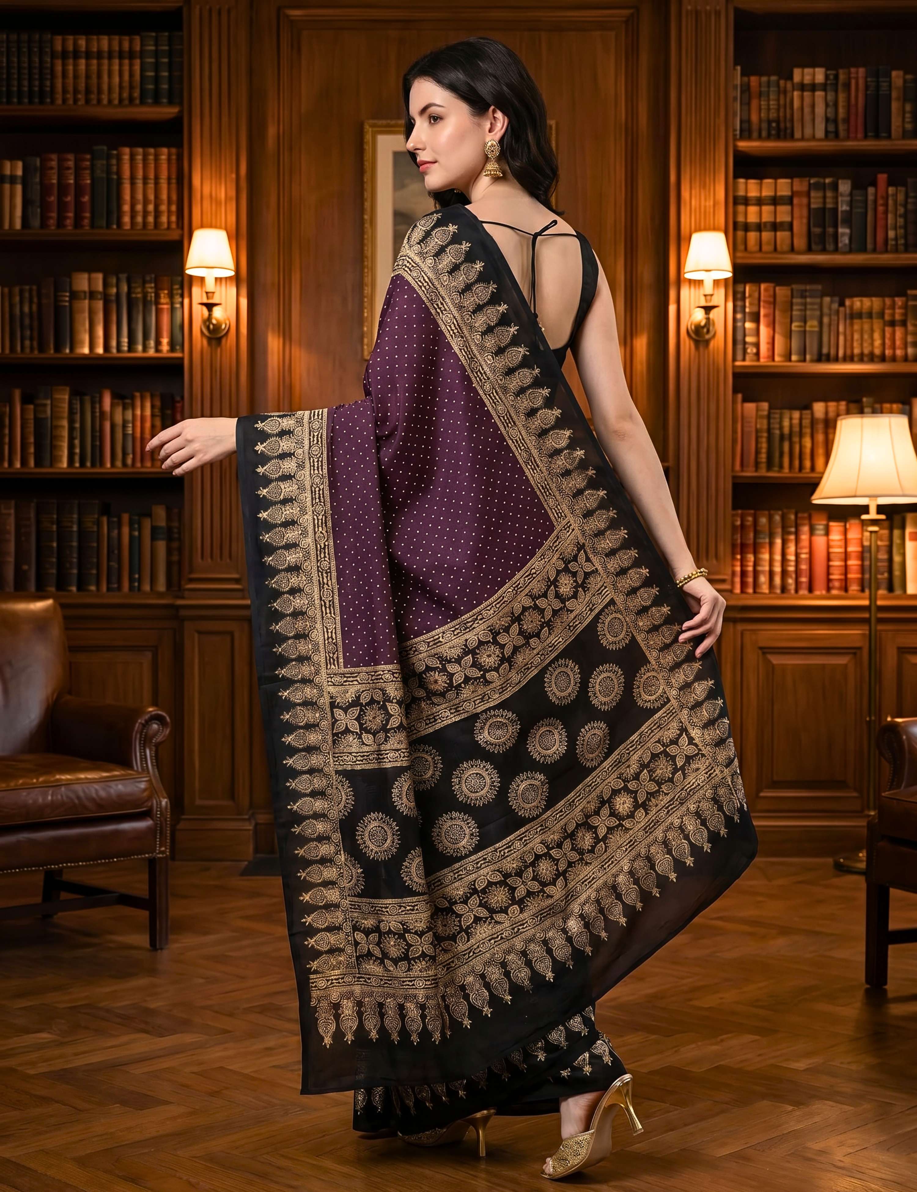 Ajrakh Crepe Saree