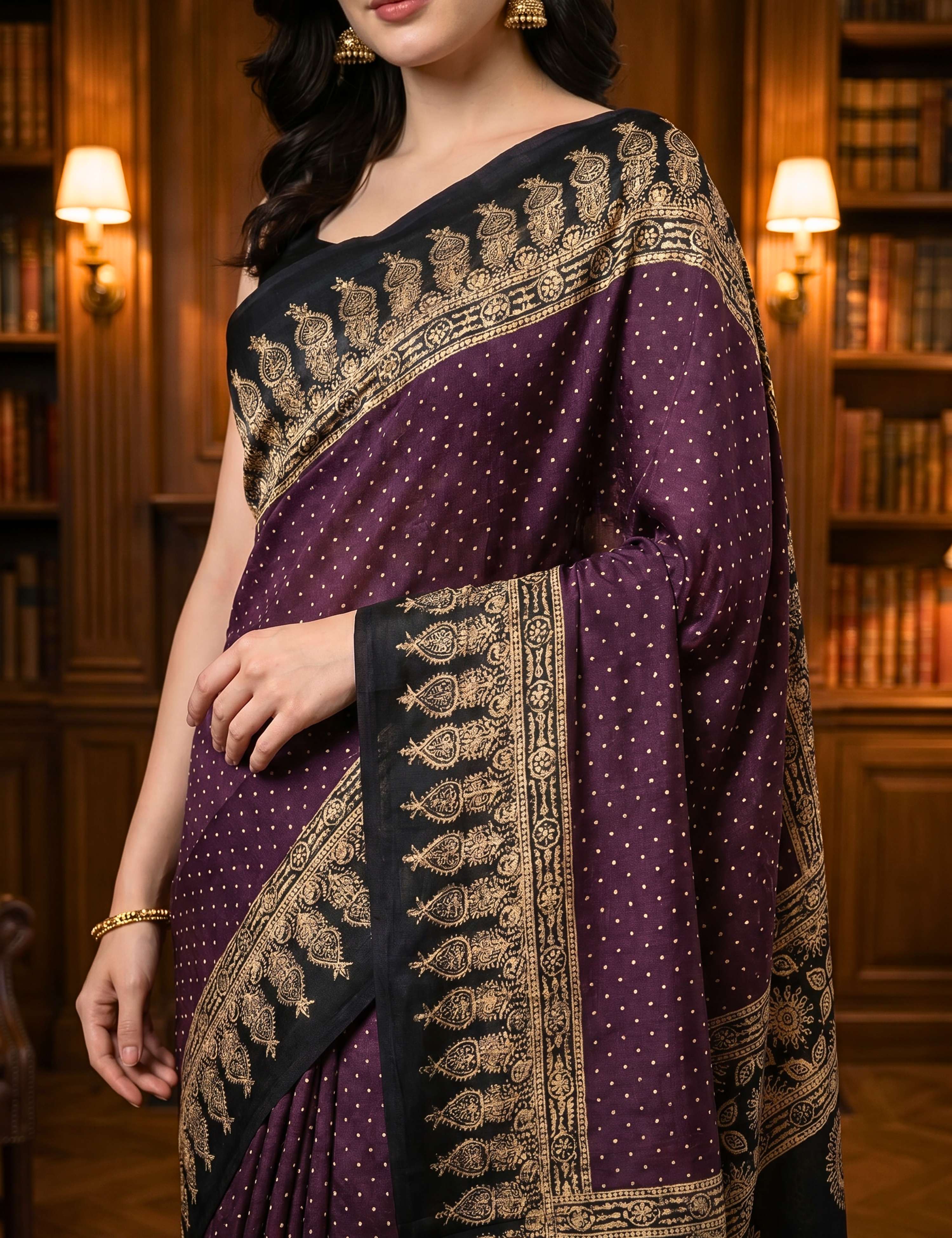 Ajrakh Crepe Saree