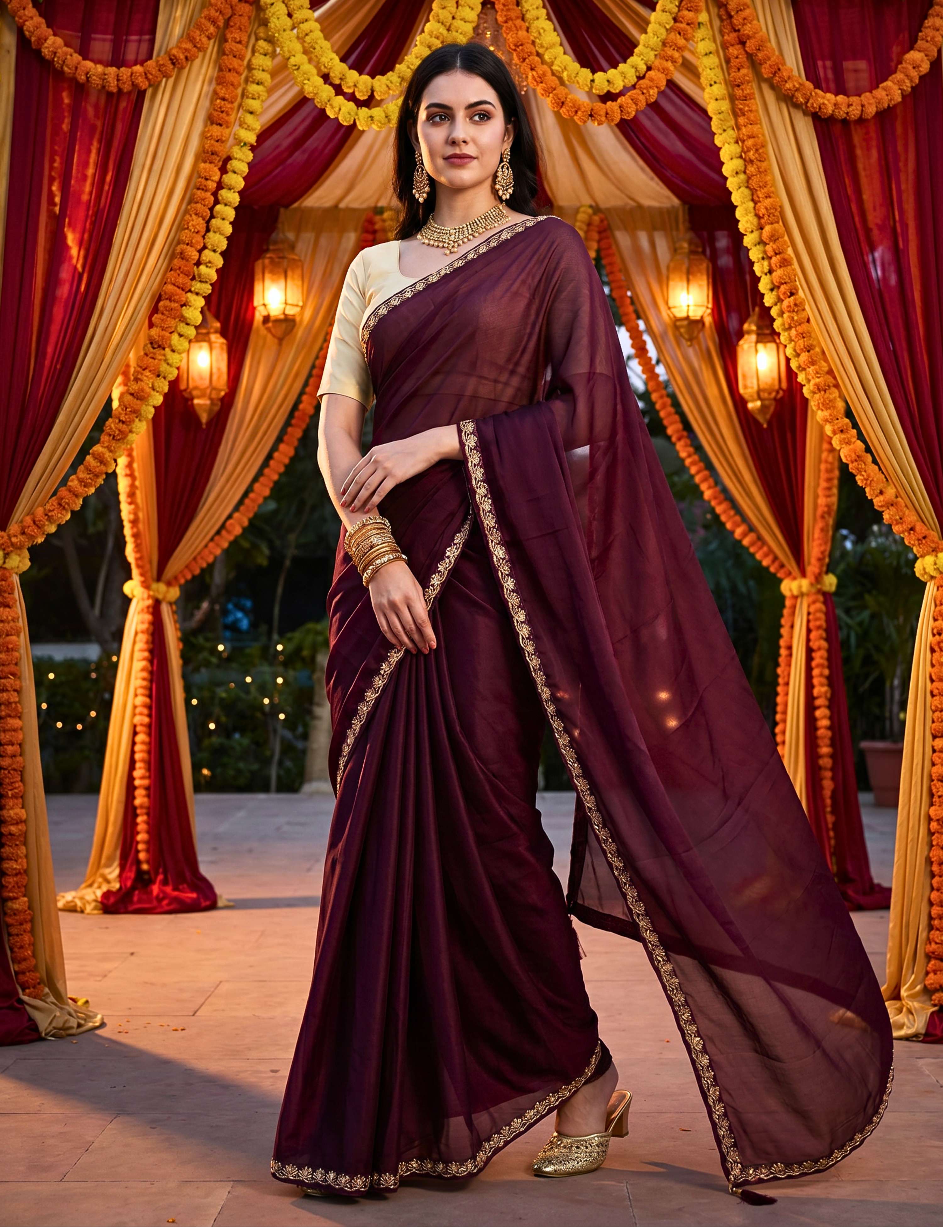 Tissue Georgette Crepe Silk Saree