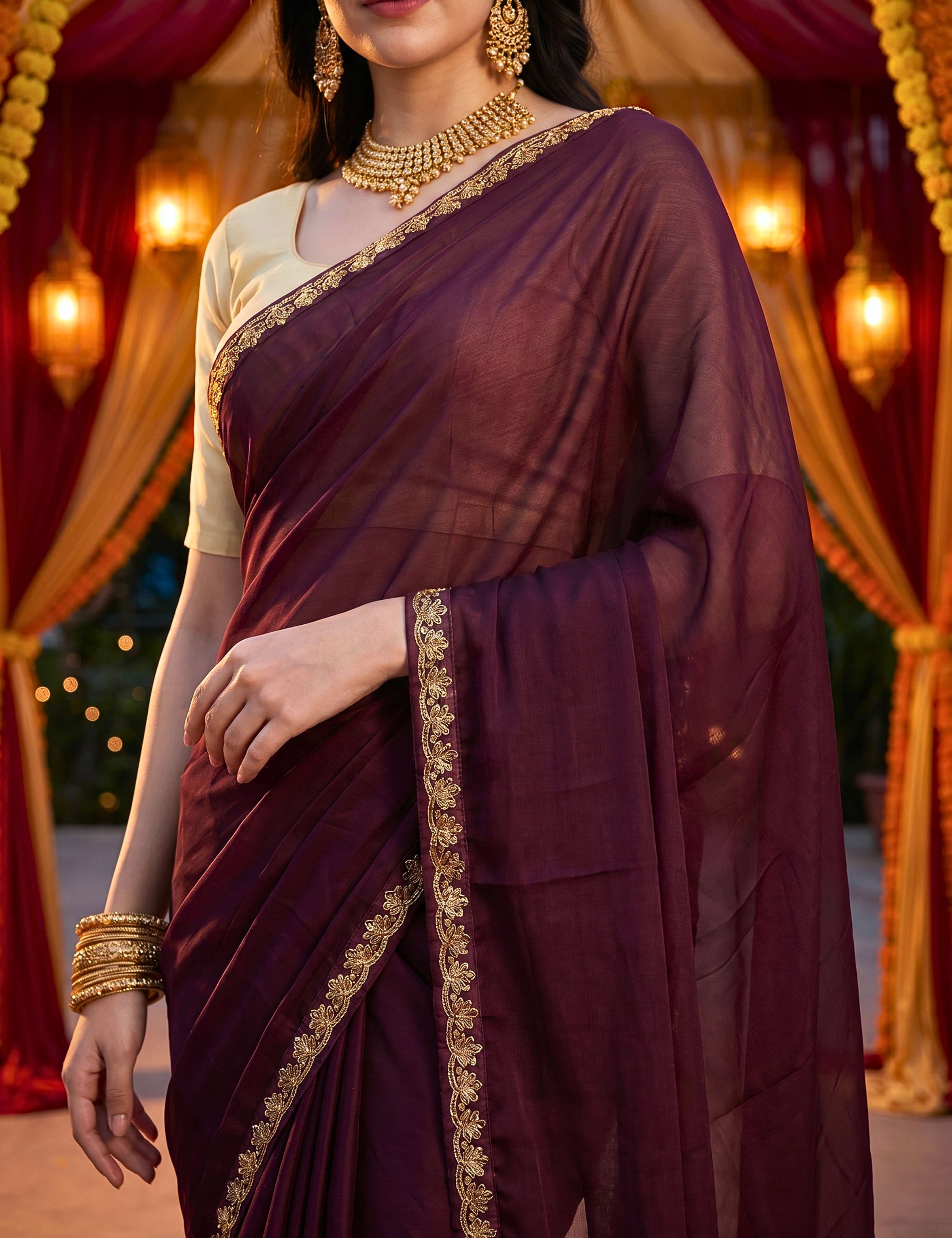 Tissue Georgette Crepe Silk Saree