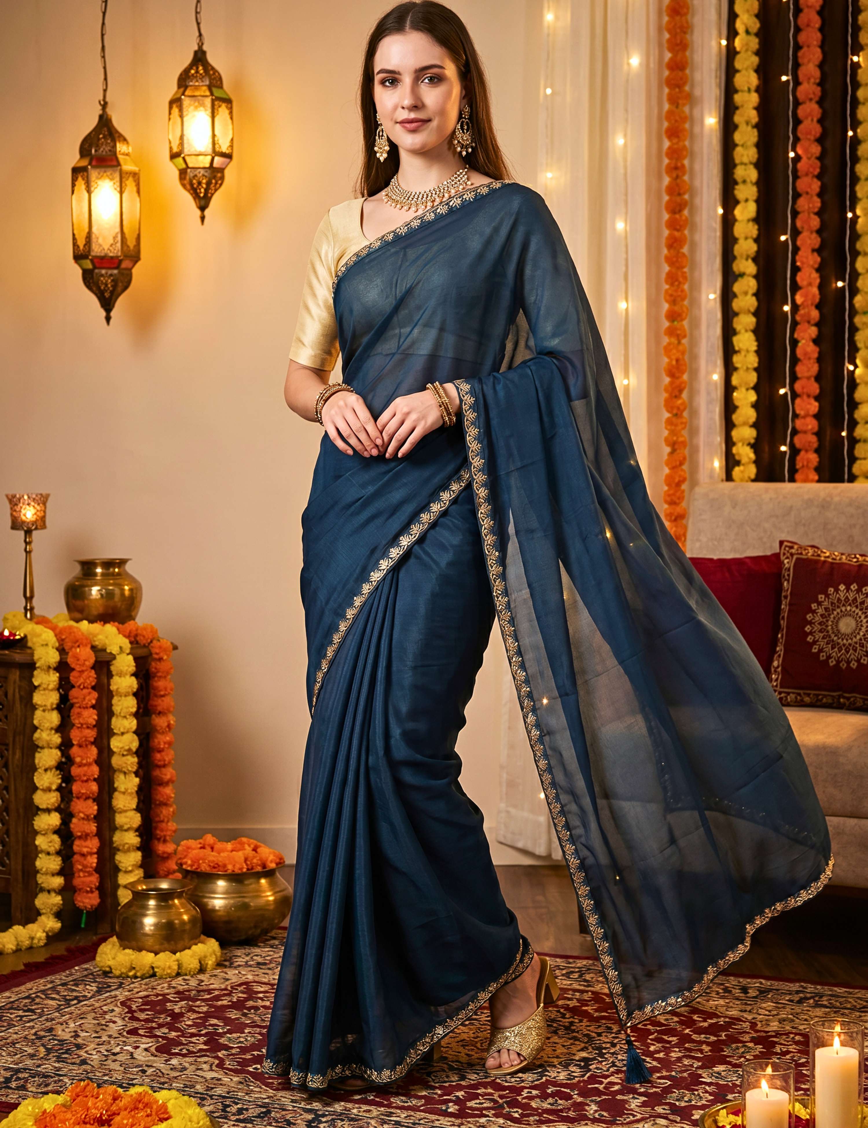 Tissue Georgette Crepe Silk Saree