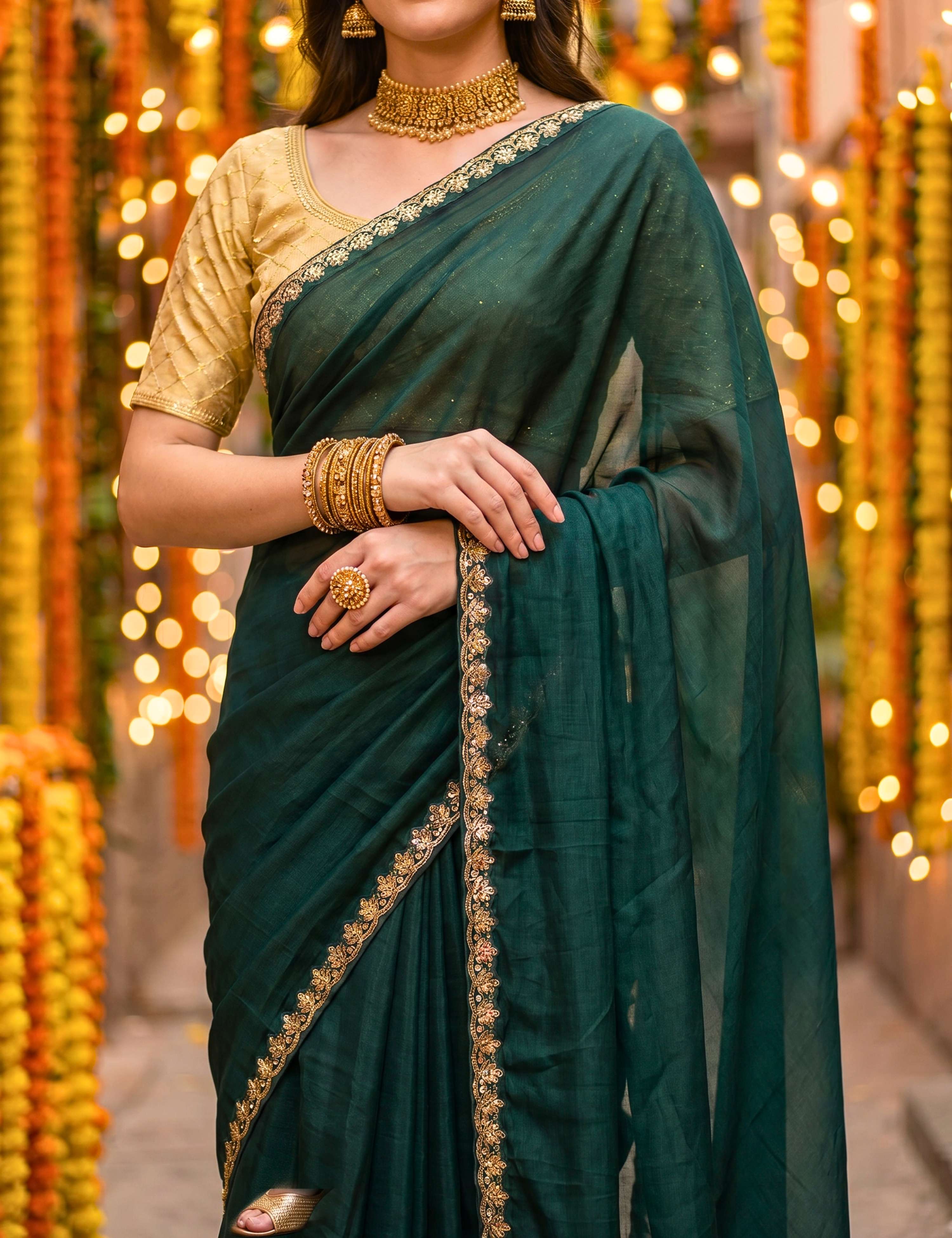 Tissue Georgette Crepe Silk Saree