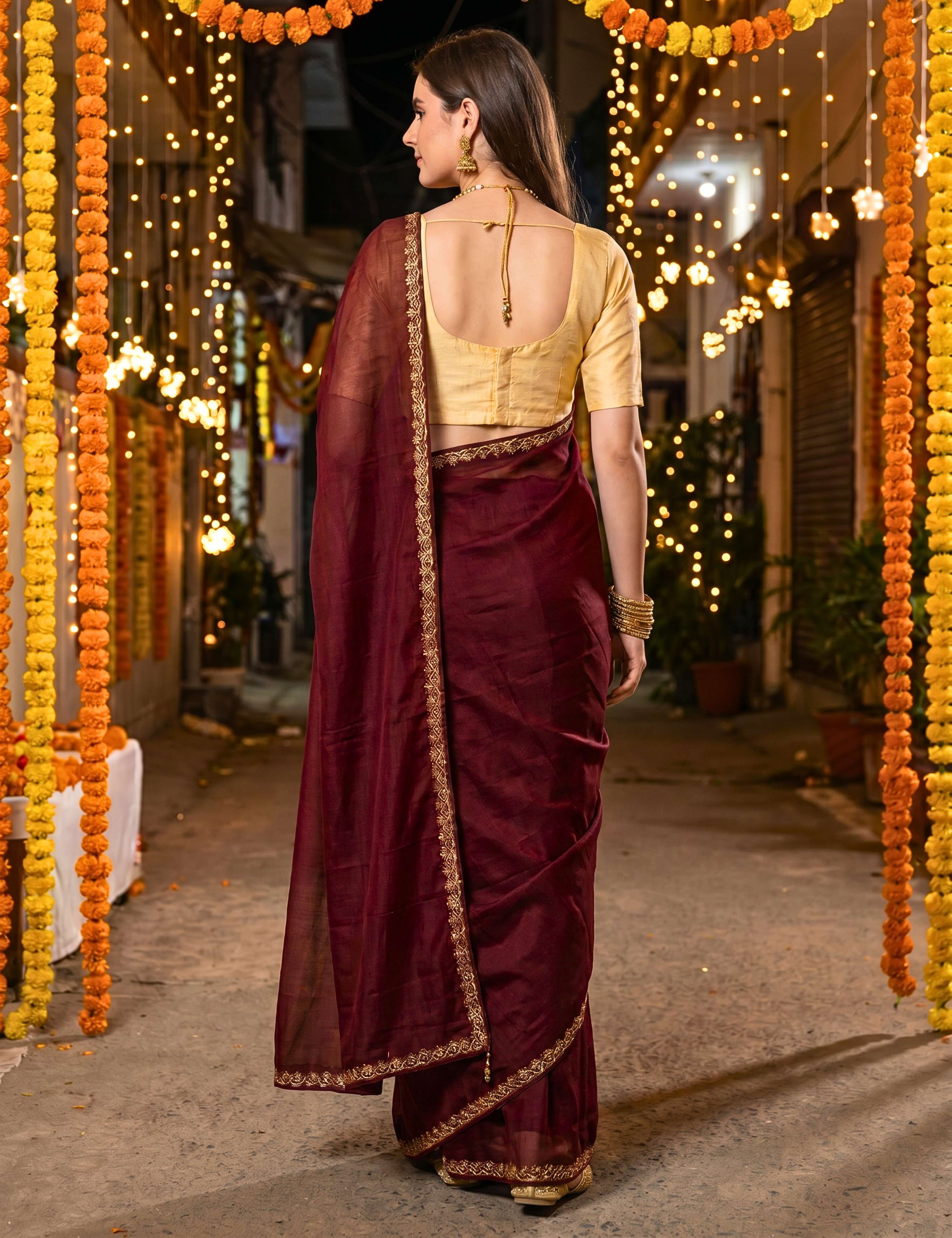 Tissue Georgette Crepe Silk Saree
