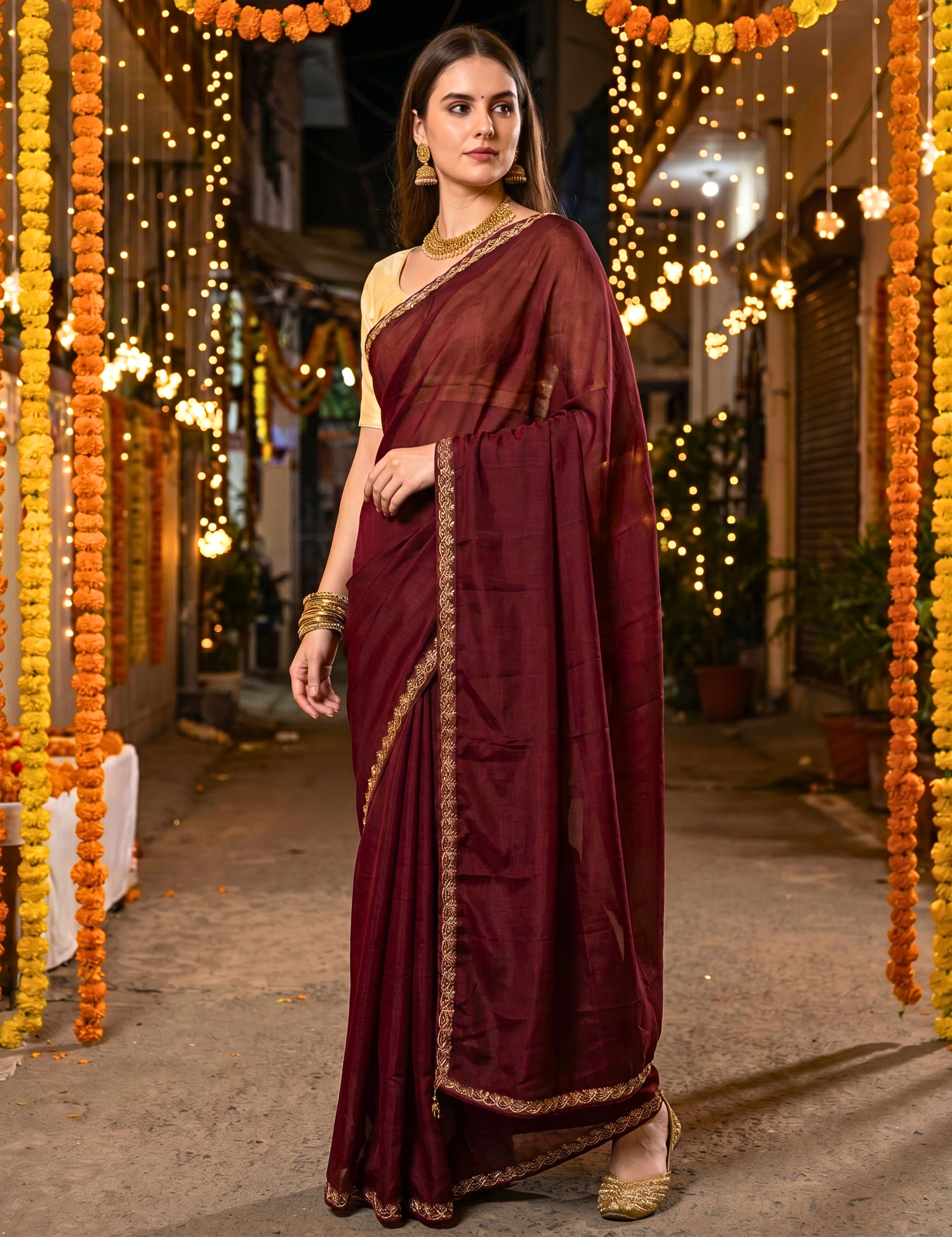 Tissue Georgette Crepe Silk Saree