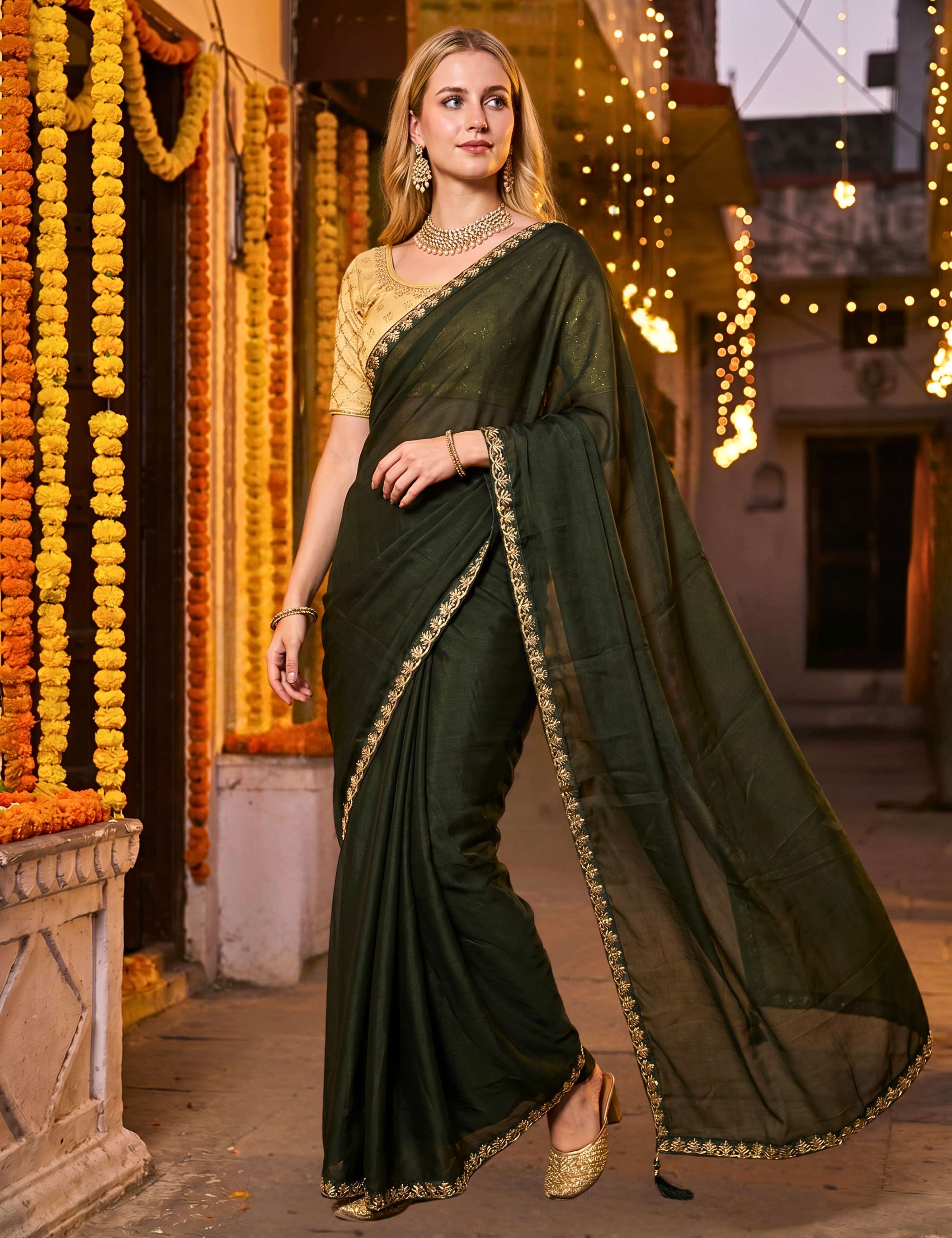 Tissue Georgette Crepe Silk Saree